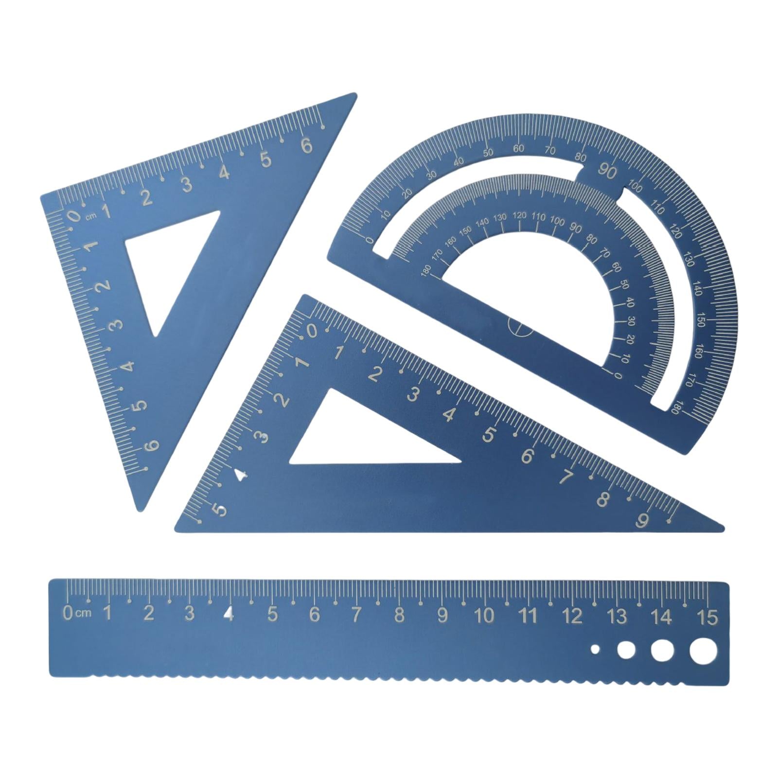 Math Geometry Kit Compass Set Triangle Right Angle Ruler Ruler for Drawing blue