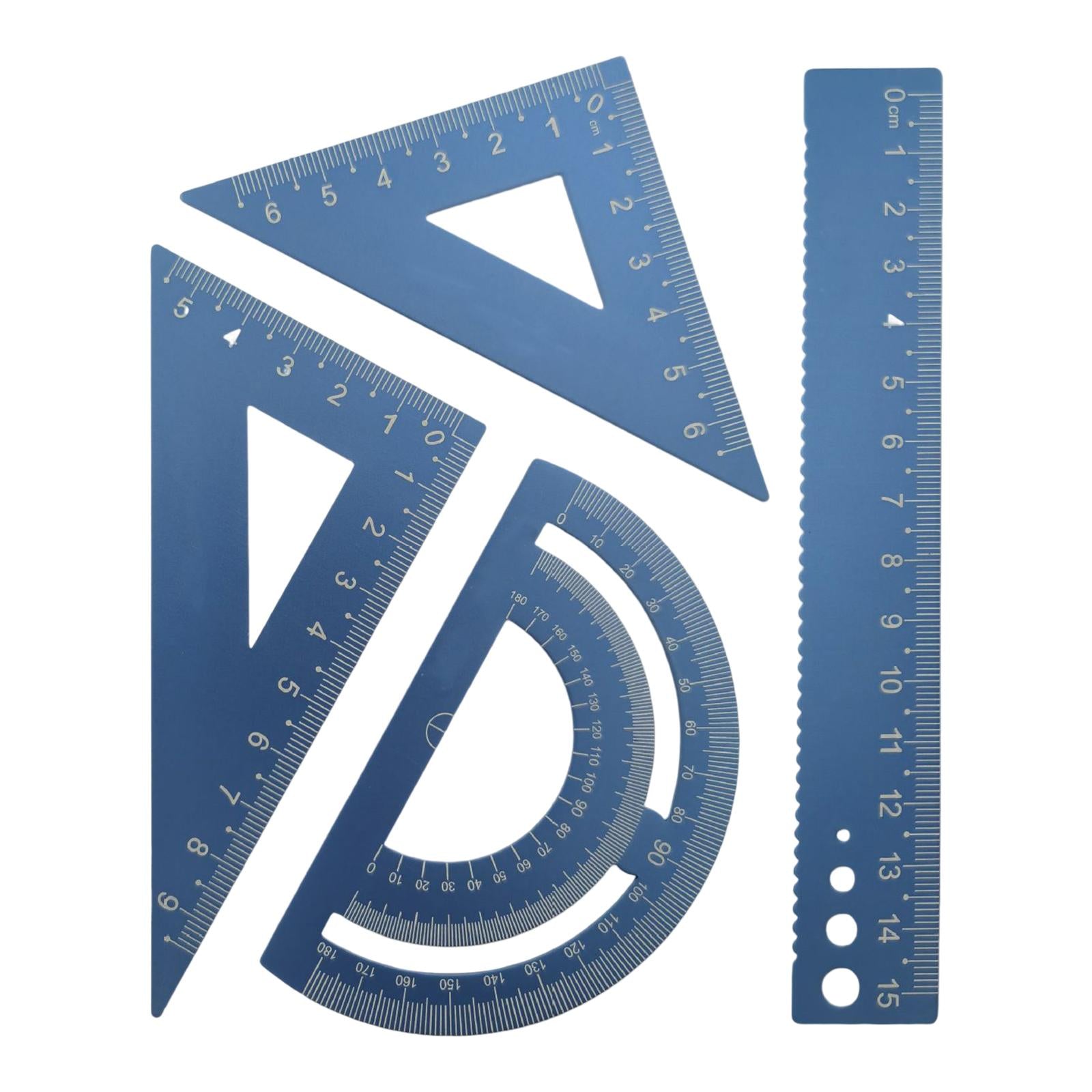 Math Geometry Kit Compass Set Triangle Right Angle Ruler Ruler for Drawing blue