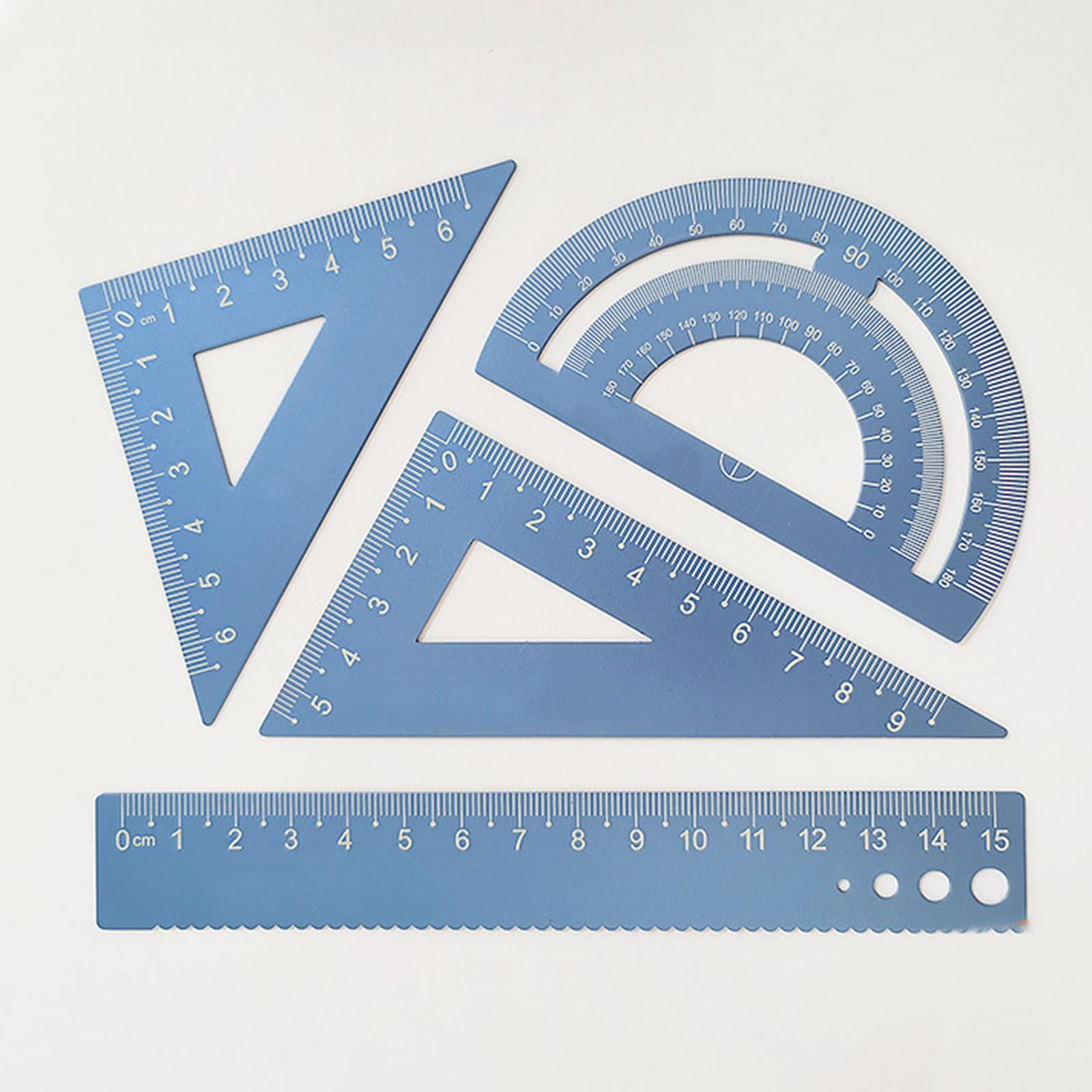Math Geometry Kit Compass Set Triangle Right Angle Ruler Ruler for Drawing blue