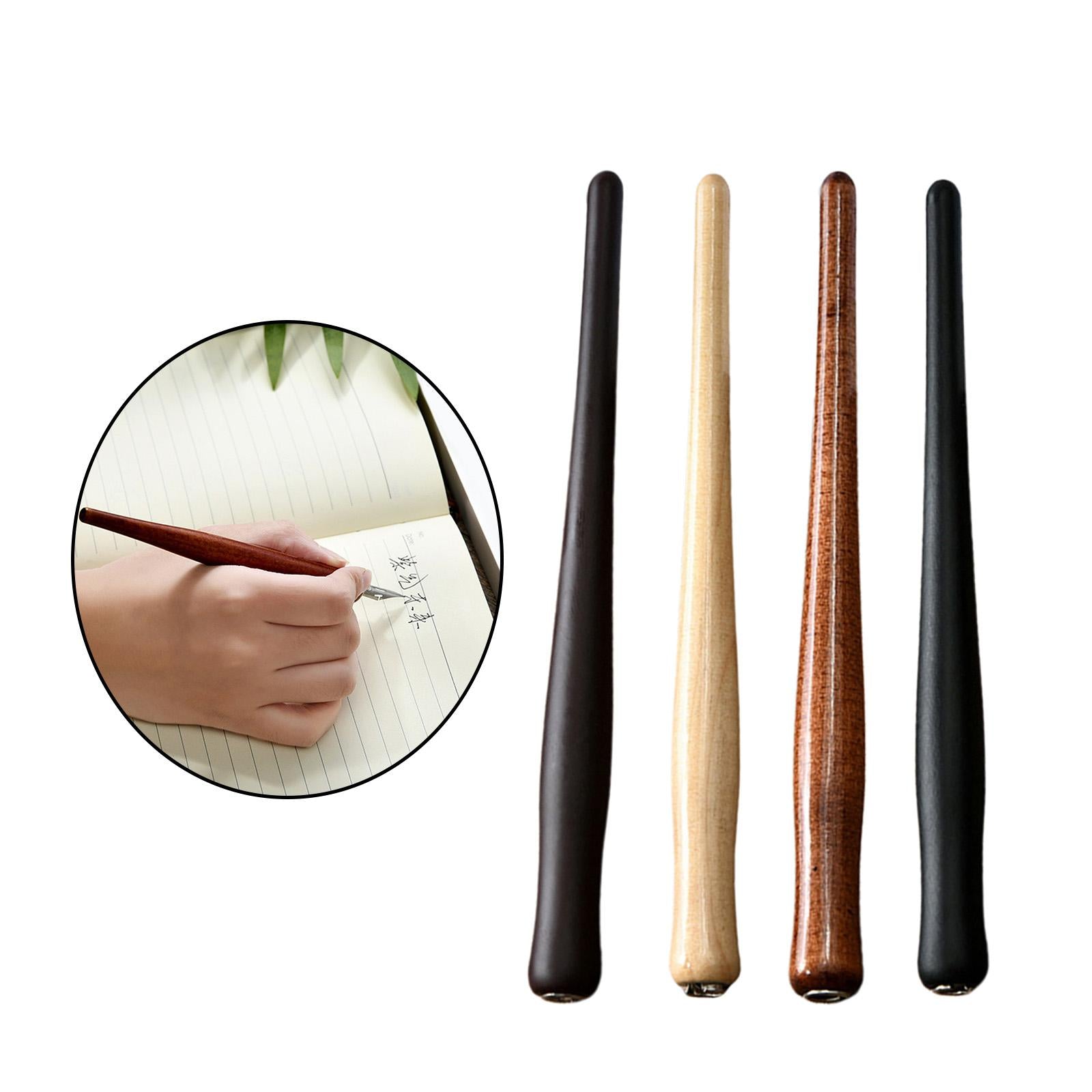 Wooden Calligraphy Dip Pen Holder for Various Pen Nib Portable Compact Retro Dark Brown