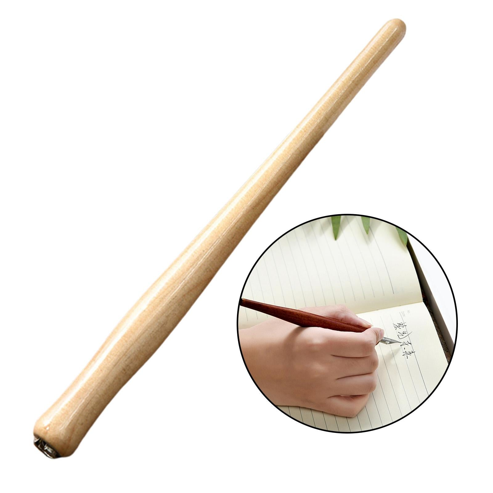 Wooden Calligraphy Dip Pen Holder for Various Pen Nib Portable Compact Retro Light Brown