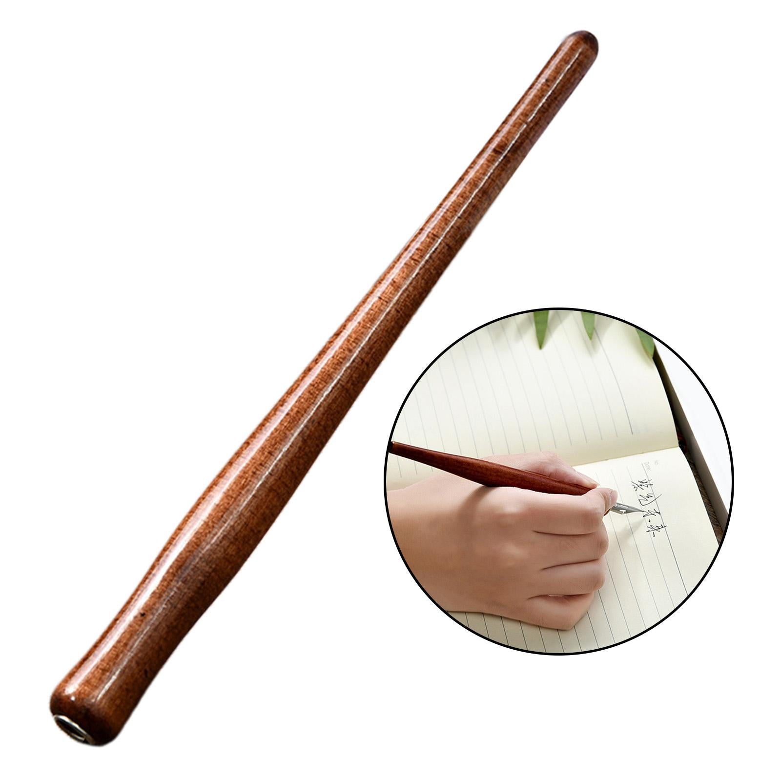 Wooden Calligraphy Dip Pen Holder for Various Pen Nib Portable Compact Retro Brown