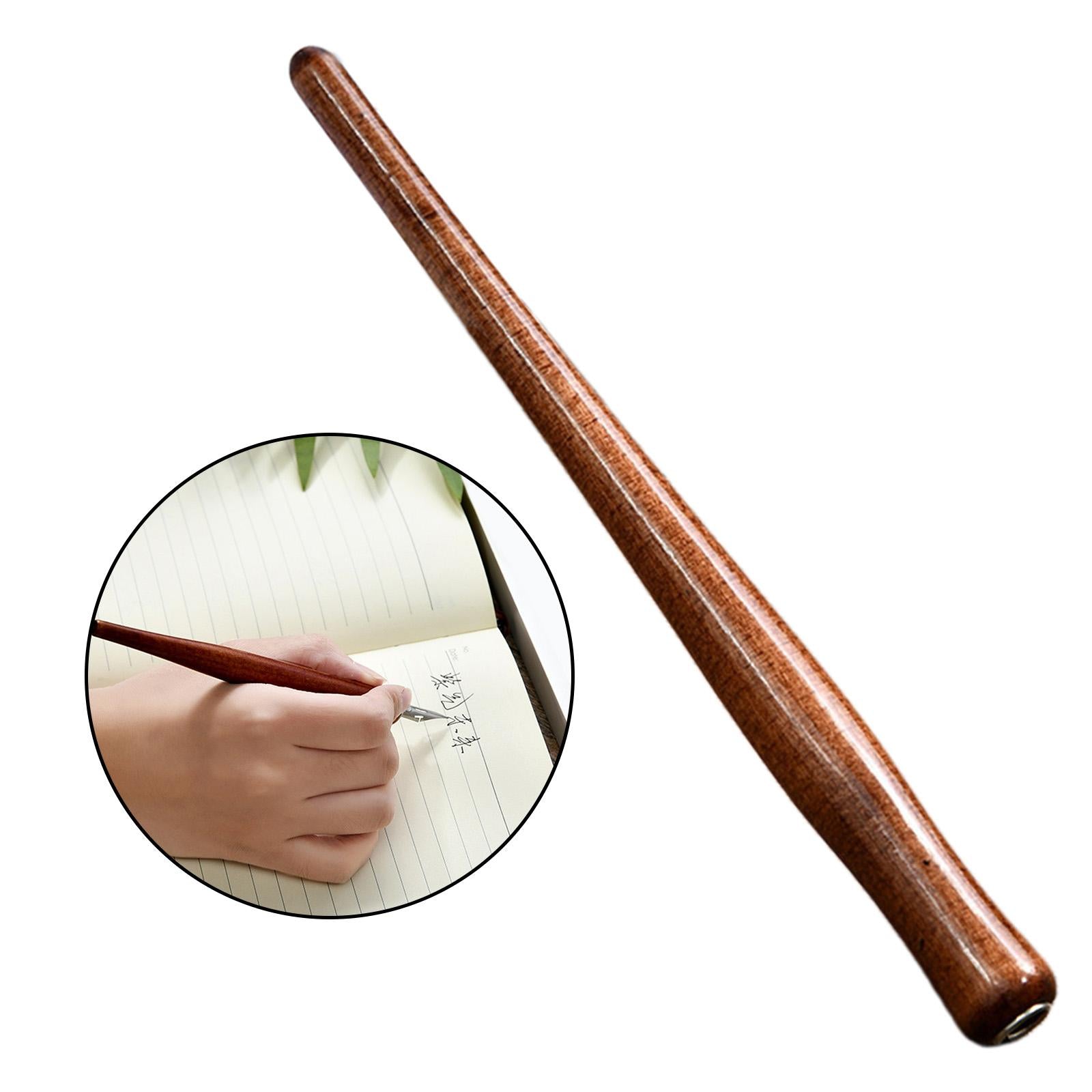 Wooden Calligraphy Dip Pen Holder for Various Pen Nib Portable Compact Retro Brown