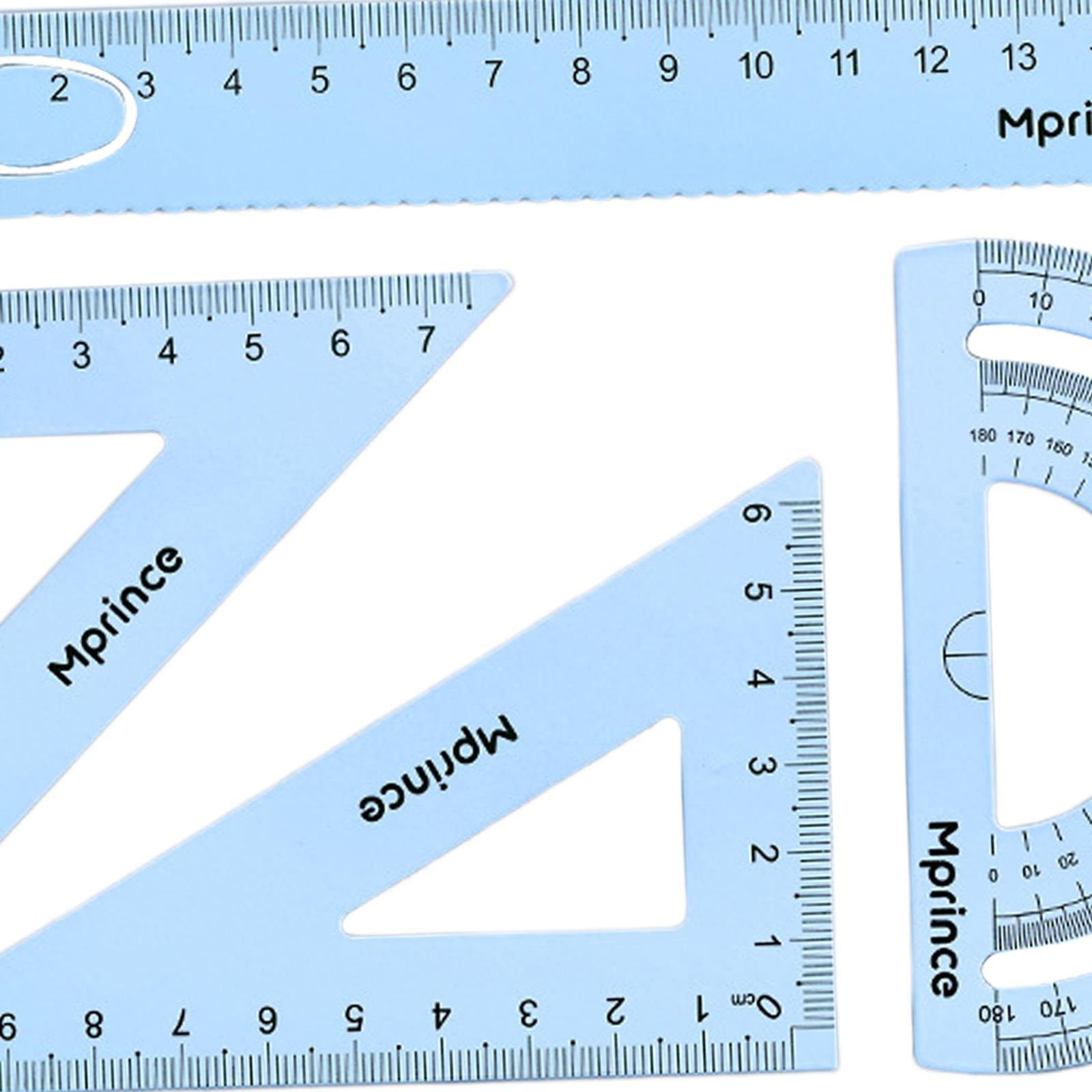 Geometry Math Ruler Metal Protractor Ruler Set for Home Carpentry Light Blue