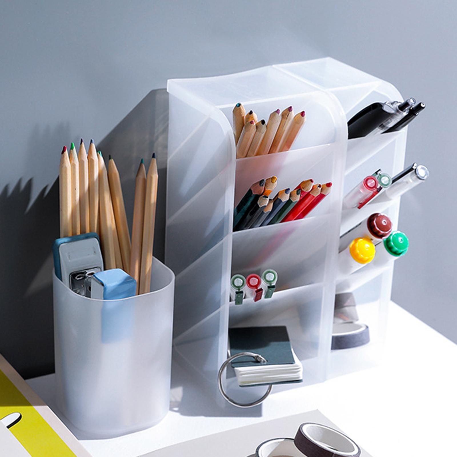 Pencil Dispenser Desk Stationery Organizer 4 Layer for Home Office Organizer white cylinder