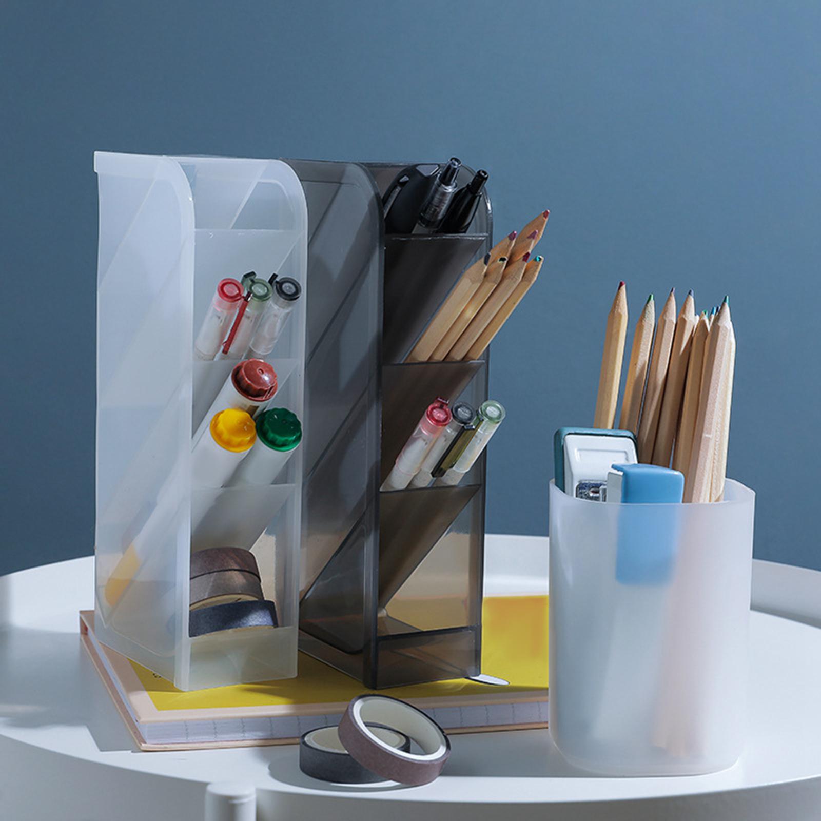 Pencil Dispenser Desk Stationery Organizer 4 Layer for Home Office Organizer white cylinder