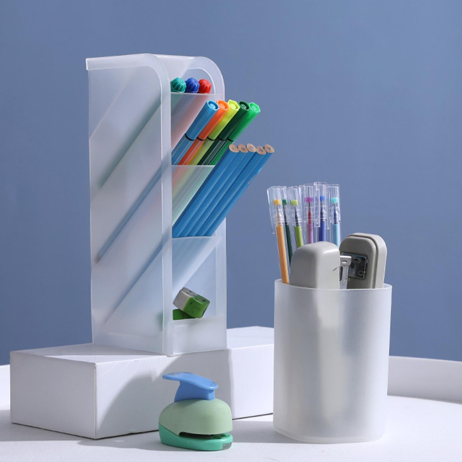 Pencil Dispenser Desk Stationery Organizer 4 Layer for Home Office Organizer white cylinder