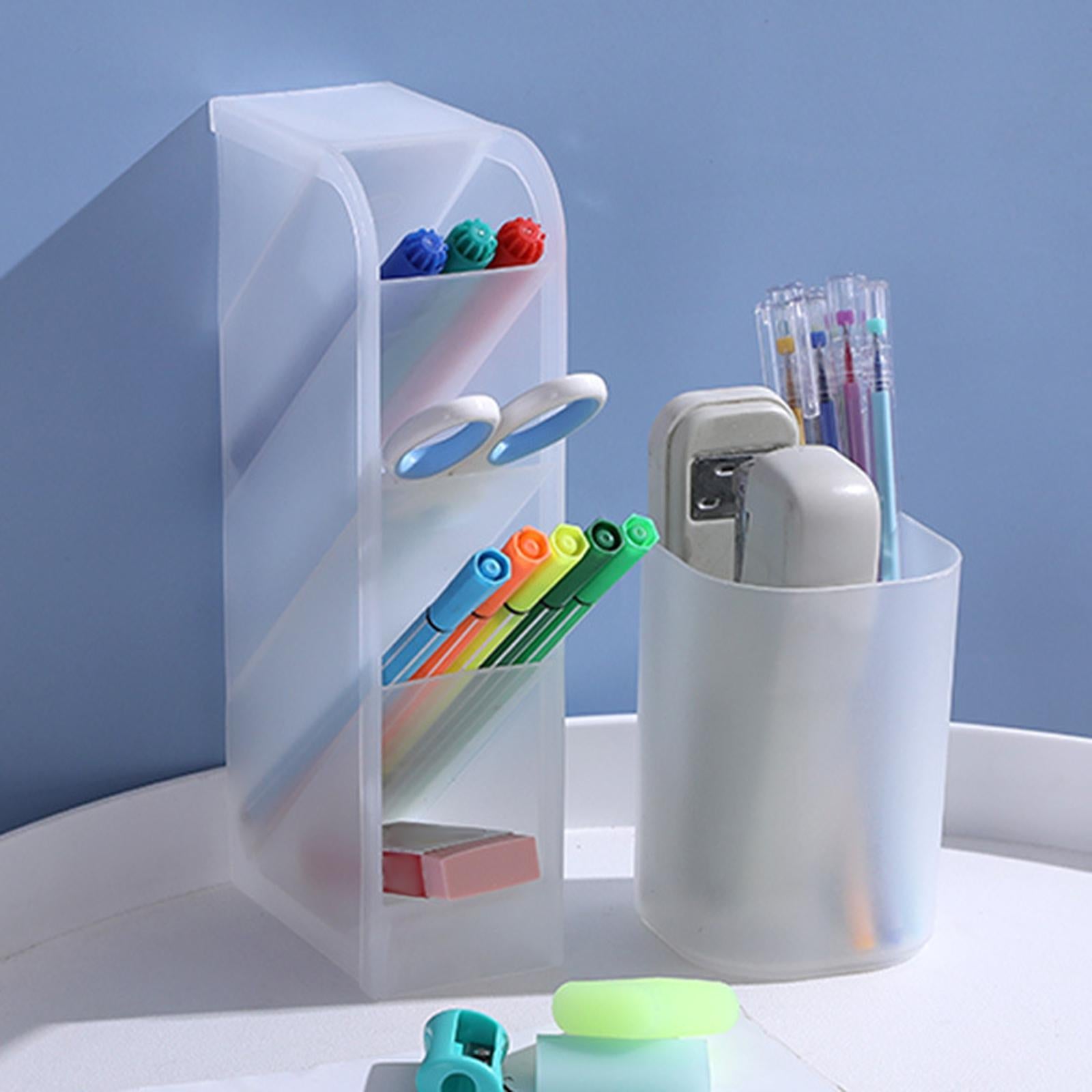 Pencil Dispenser Desk Stationery Organizer 4 Layer for Home Office Organizer white cylinder