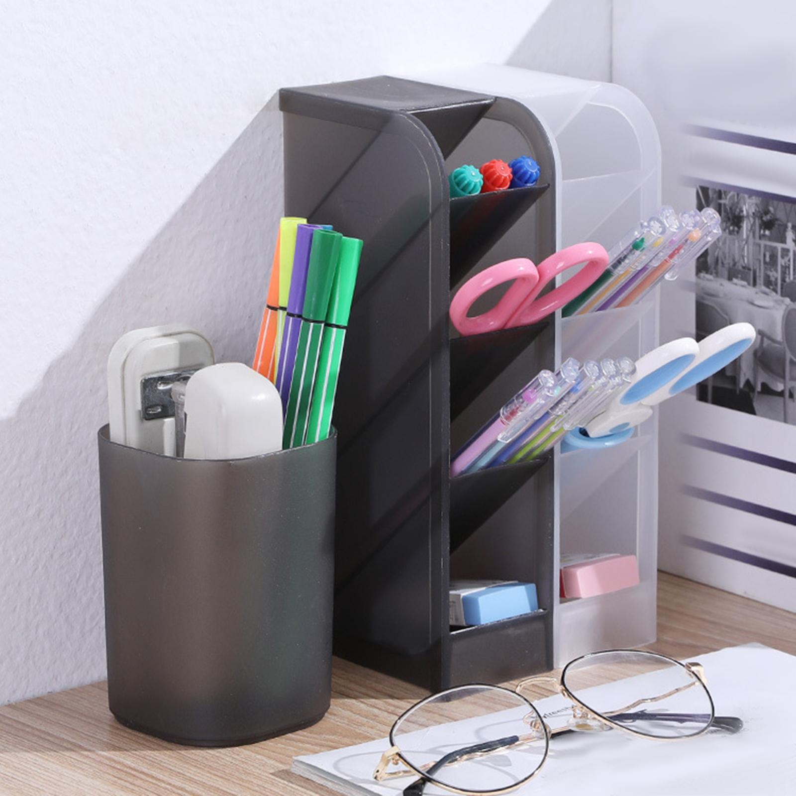 Pencil Dispenser Desk Stationery Organizer 4 Layer for Home Office Organizer white cylinder