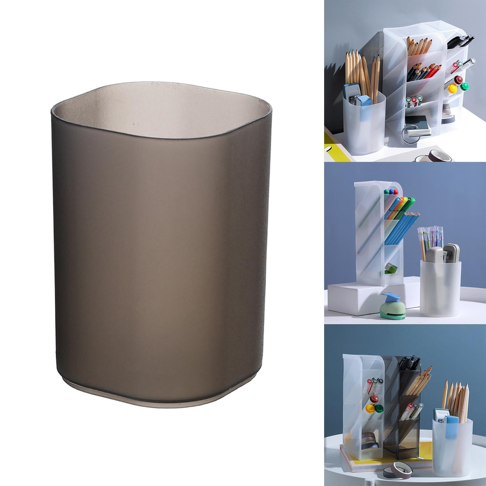 Pencil Dispenser Desk Stationery Organizer 4 Layer for Home Office Organizer grey cylinder