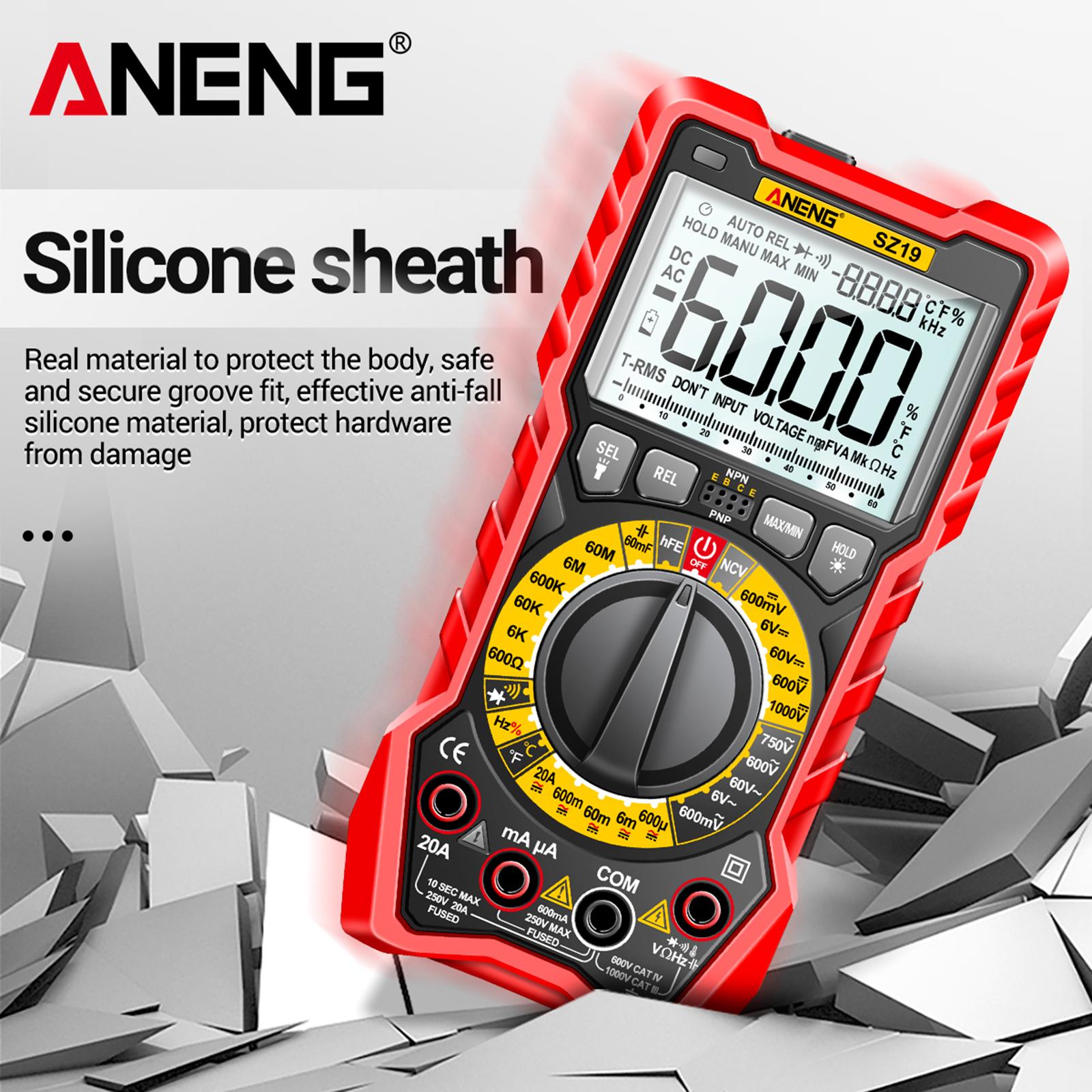 Portable Digital Tester Capacitance Tester High Precision AC DC Volt Tester Red