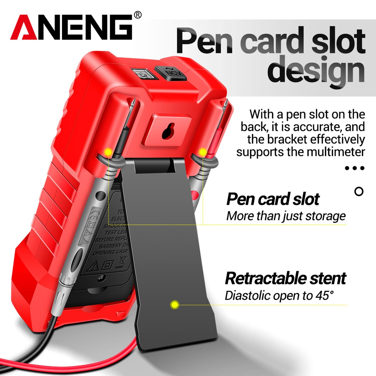 Portable Digital Tester Capacitance Tester High Precision AC DC Volt Tester Red