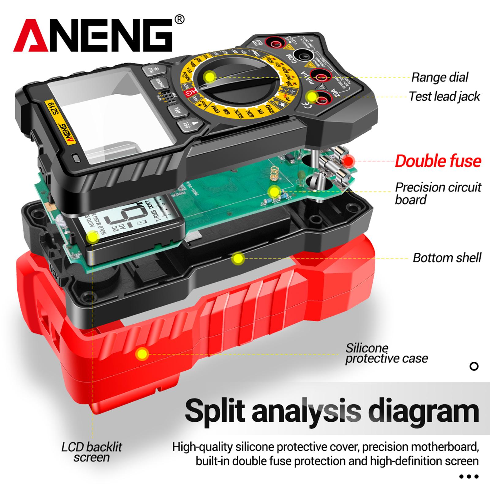 Portable Digital Tester Capacitance Tester High Precision AC DC Volt Tester Red