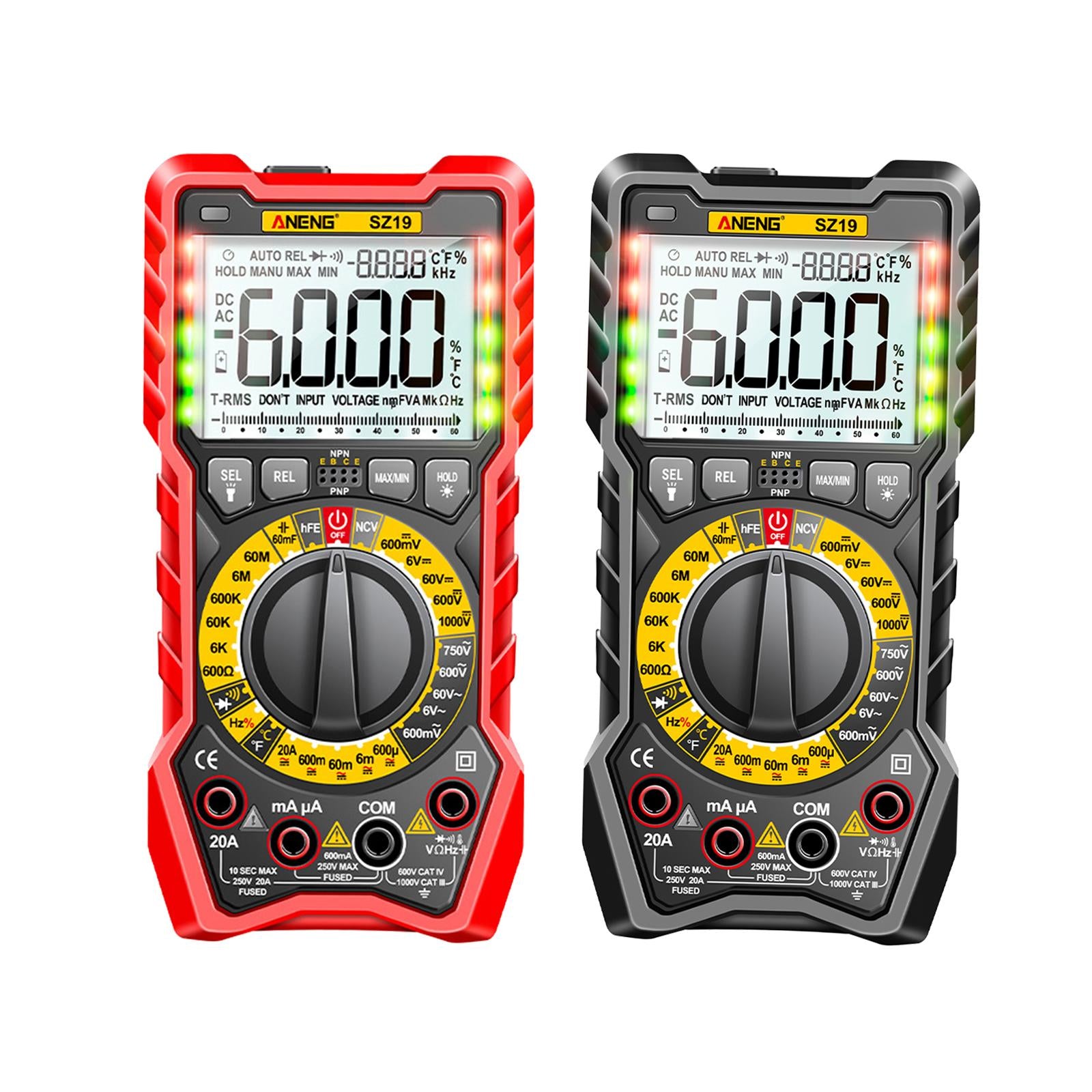 Portable Digital Tester Capacitance Tester High Precision AC DC Volt Tester Red
