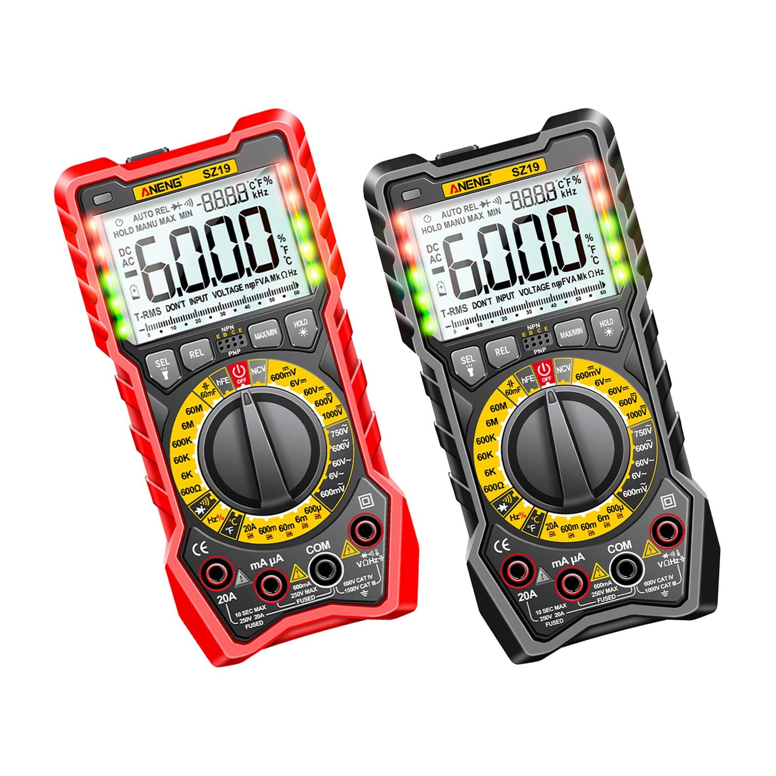 Portable Digital Tester Capacitance Tester High Precision AC DC Volt Tester Red