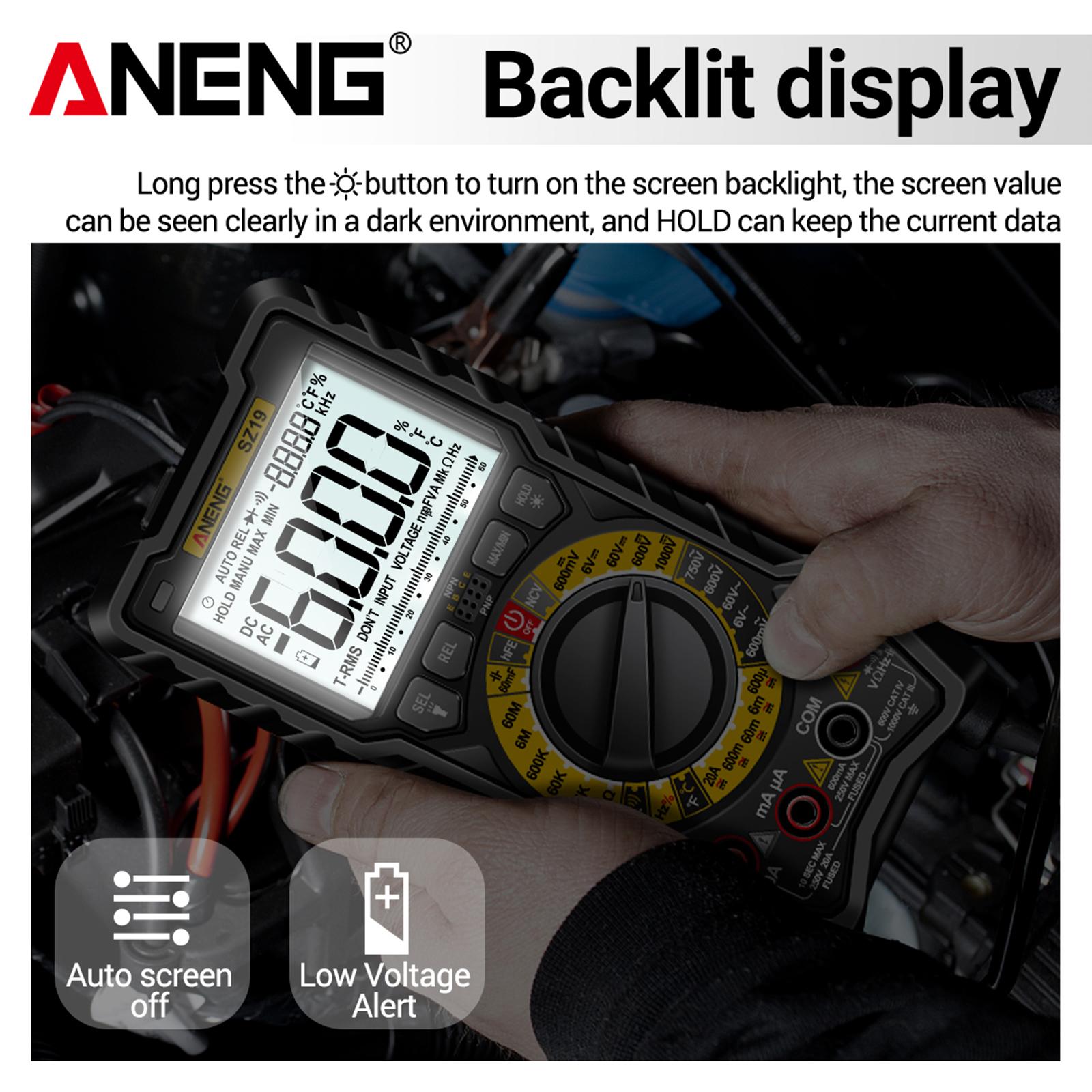 Portable Digital Tester Capacitance Tester High Precision AC DC Volt Tester Black