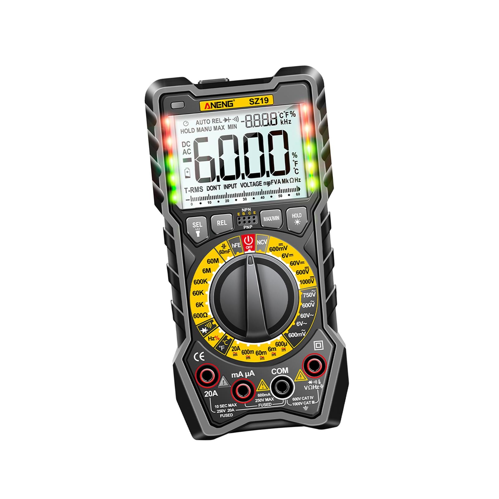 Portable Digital Tester Capacitance Tester High Precision AC DC Volt Tester Black