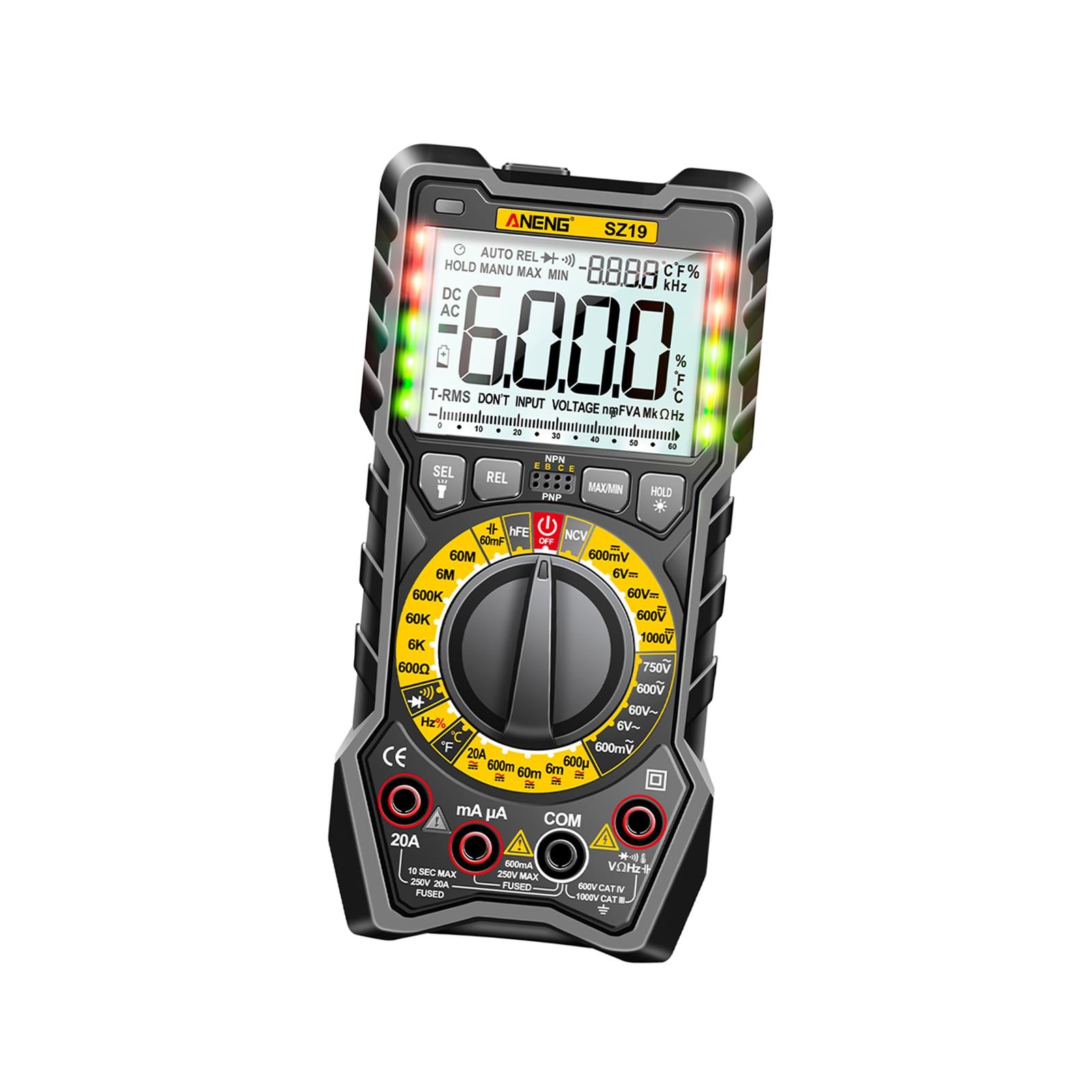 Portable Digital Tester Capacitance Tester High Precision AC DC Volt Tester Black