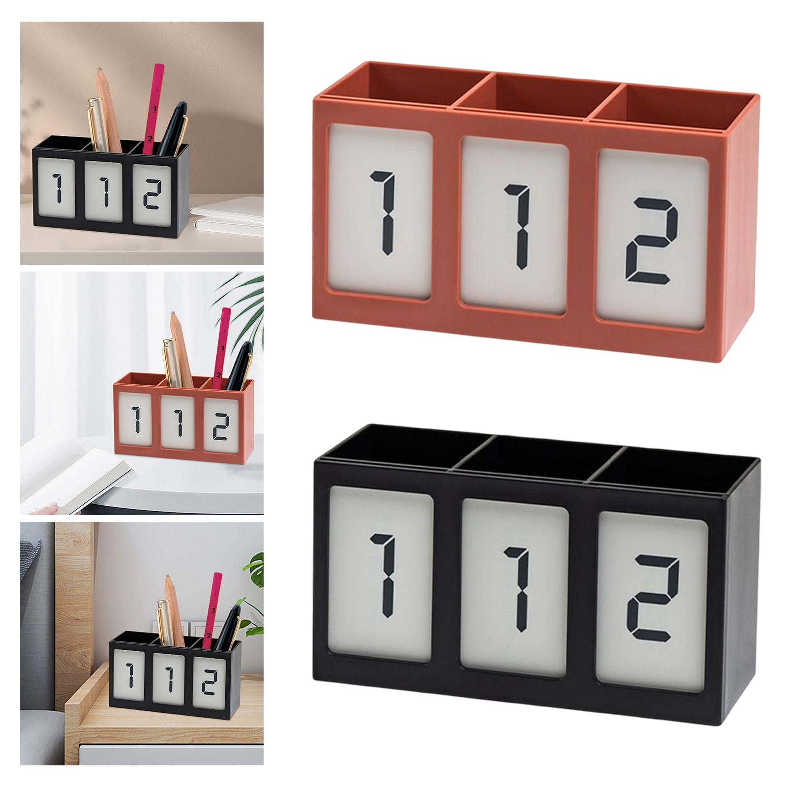 Multipurpose Pen Holder Divided Container for Dorm Bathroom Living Room Black