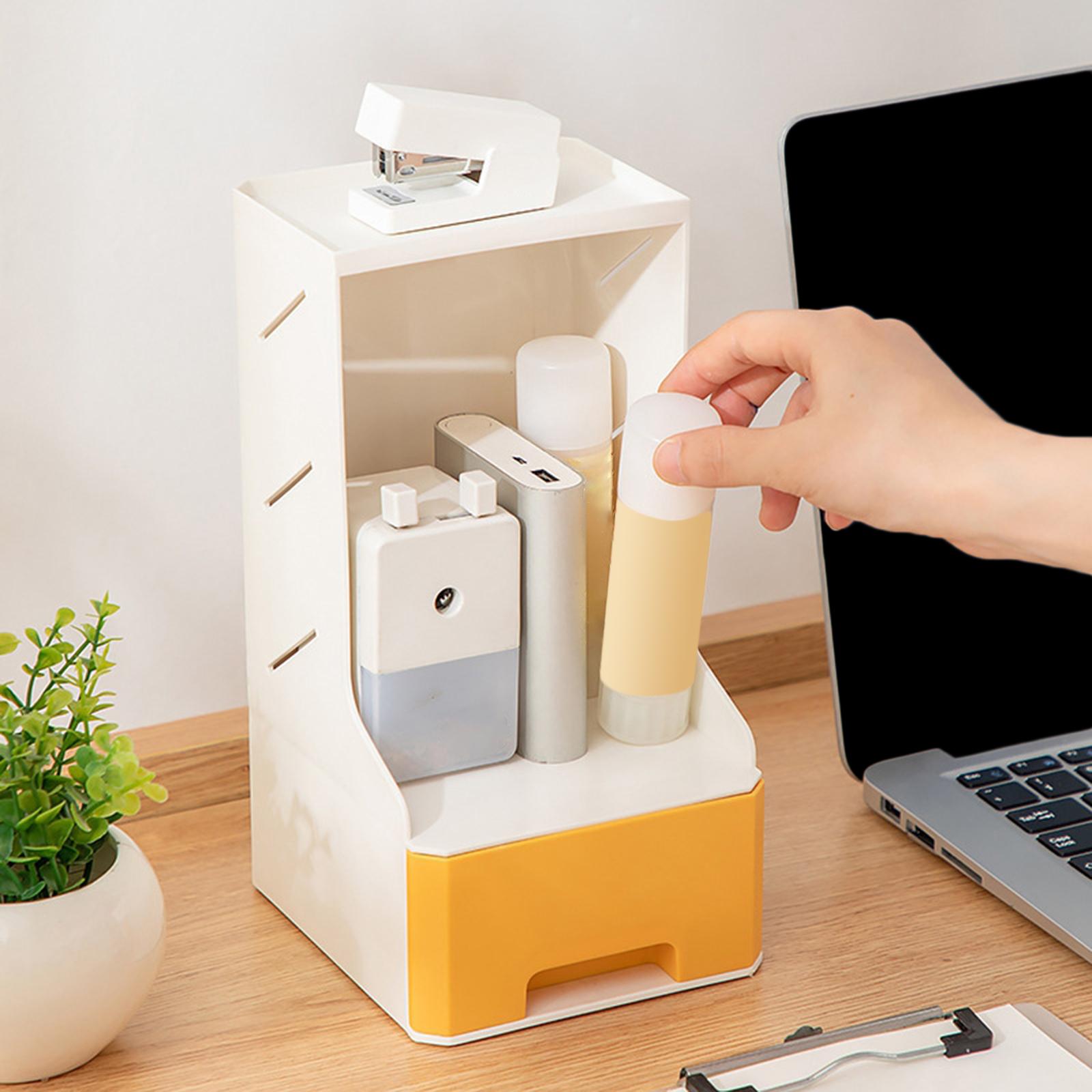Large Capacity Desktop Storage Organizer Desk Organizer for Office Home Yellow