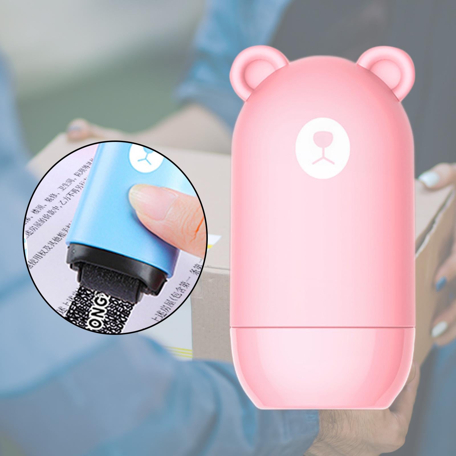 Reusable Protection Roller Stamp Secure for ID Personal Information Privacy Pink