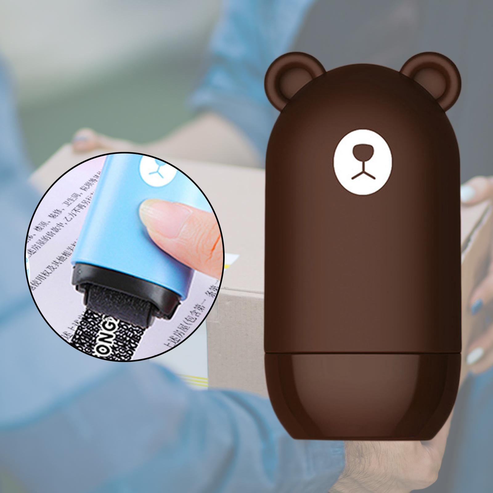 Reusable Protection Roller Stamp Secure for ID Personal Information Privacy Brown