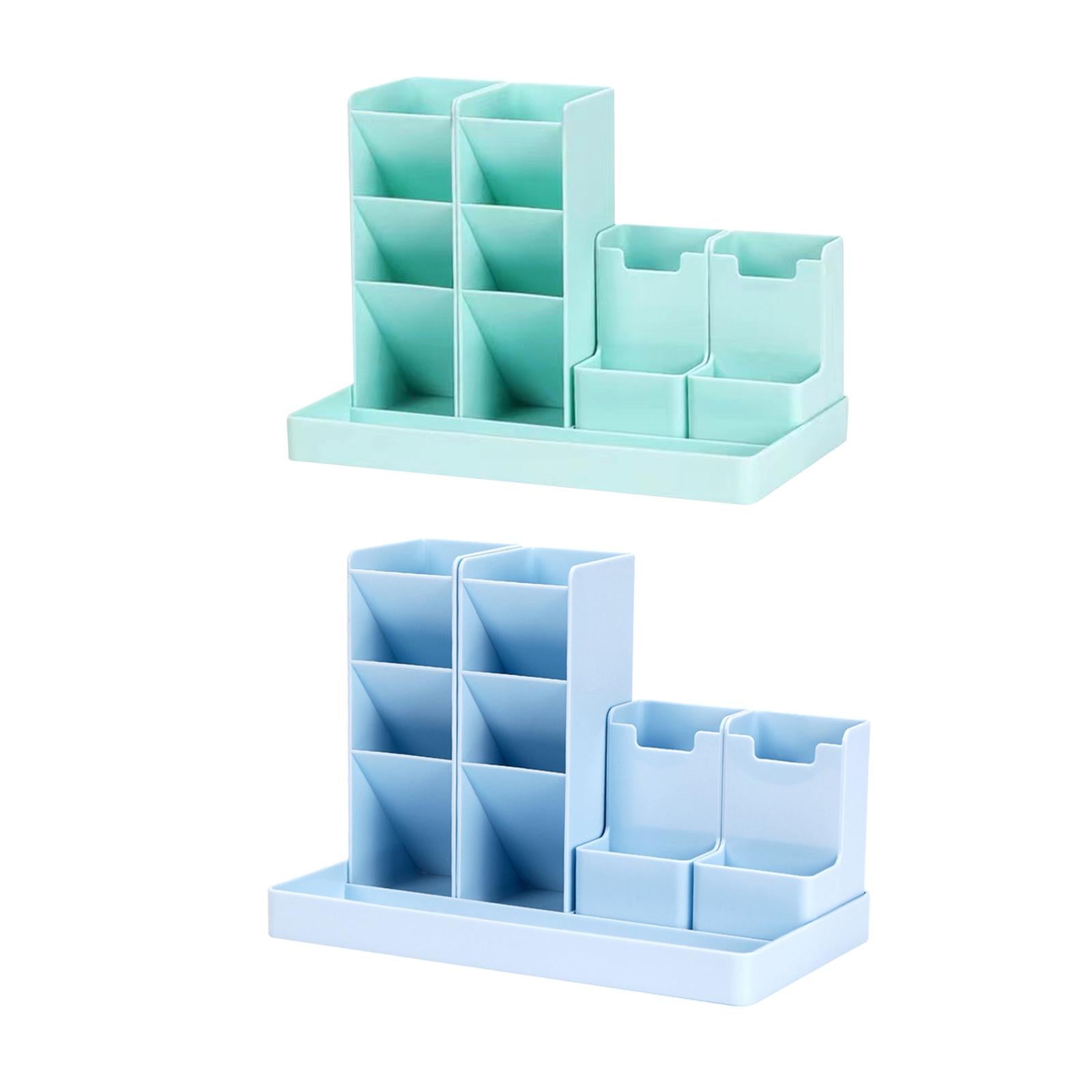 Business Card/Pen/Pencil Holder Storage Box Sticky Note Tray for Office Blue