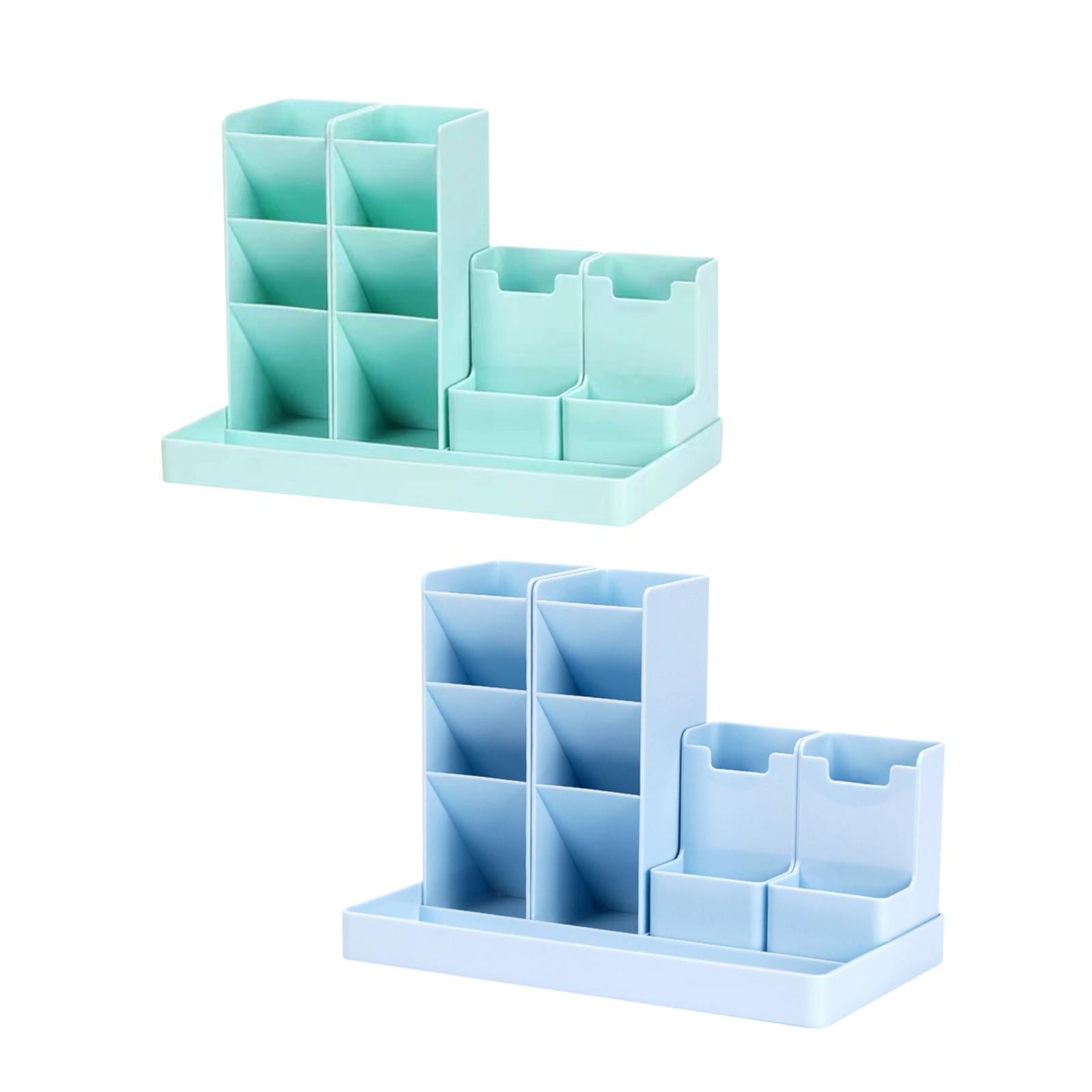 Business Card/Pen/Pencil Holder Storage Box Sticky Note Tray for Office Blue