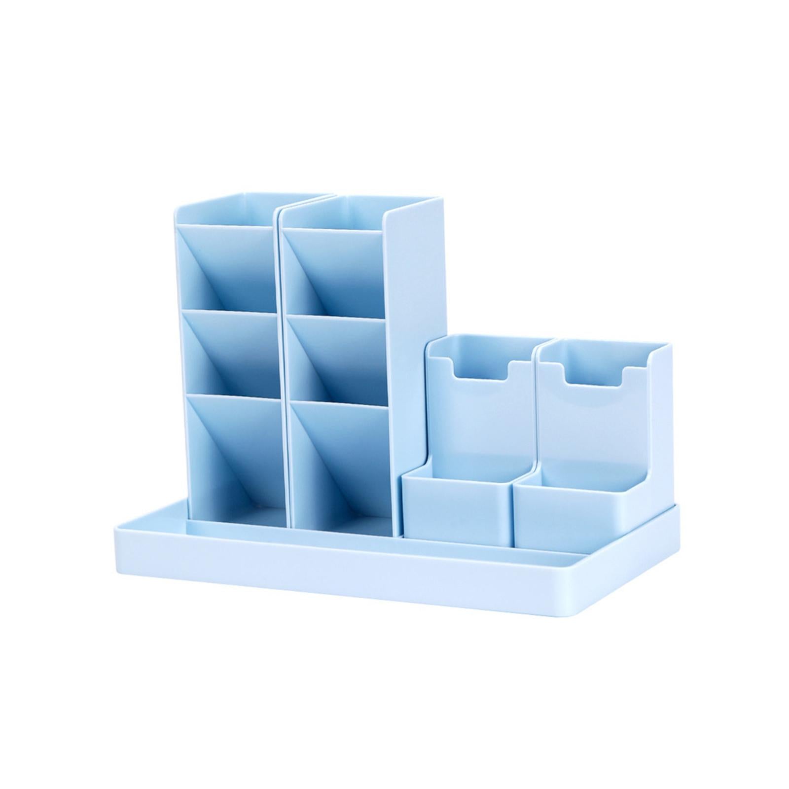 Business Card/Pen/Pencil Holder Storage Box Sticky Note Tray for Office Blue