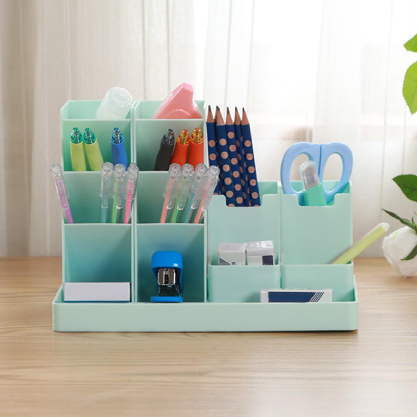 Business Card/Pen/Pencil Holder Storage Box Sticky Note Tray for Office Green