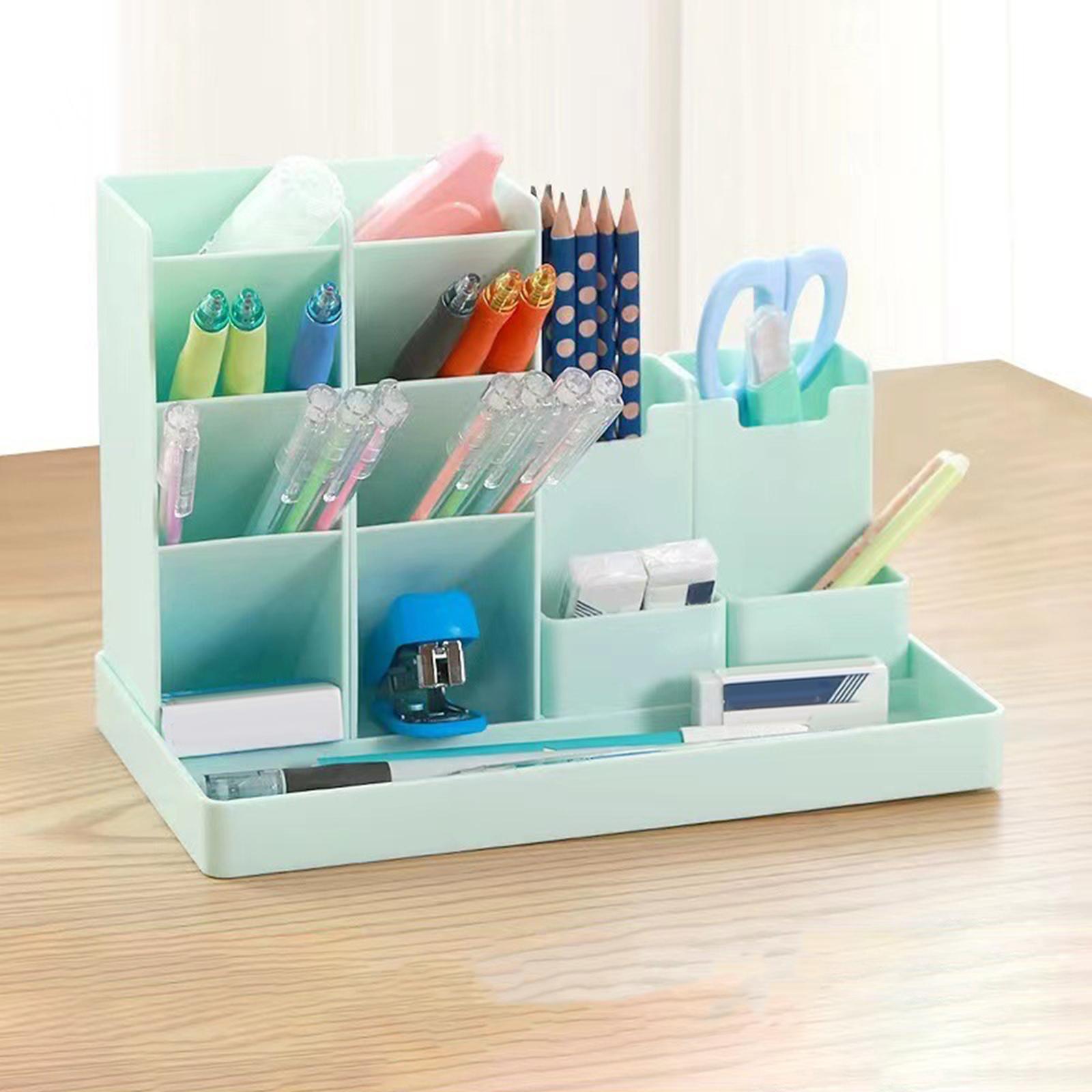 Business Card/Pen/Pencil Holder Storage Box Sticky Note Tray for Office Green