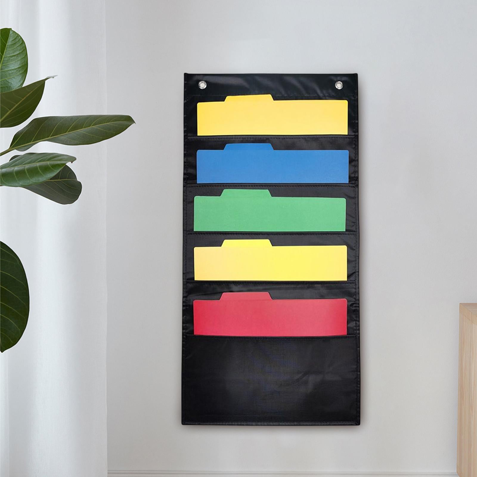 Daily Schedule Pocket Chart File Organizer 5 Pockets for Indoor Papers