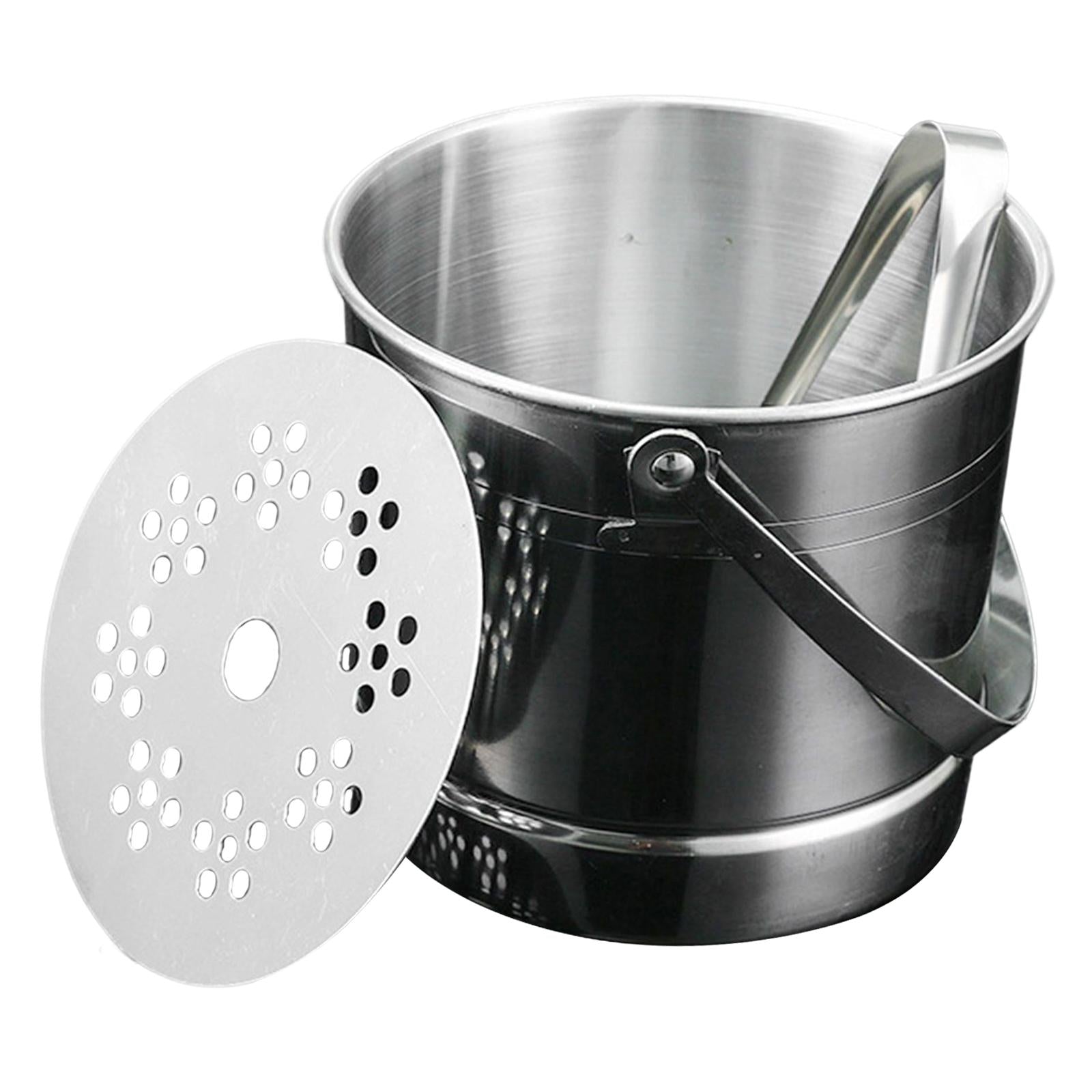 Portable 1L Stainless Steel Ice Bucket with Ice Clip for Home Picnics