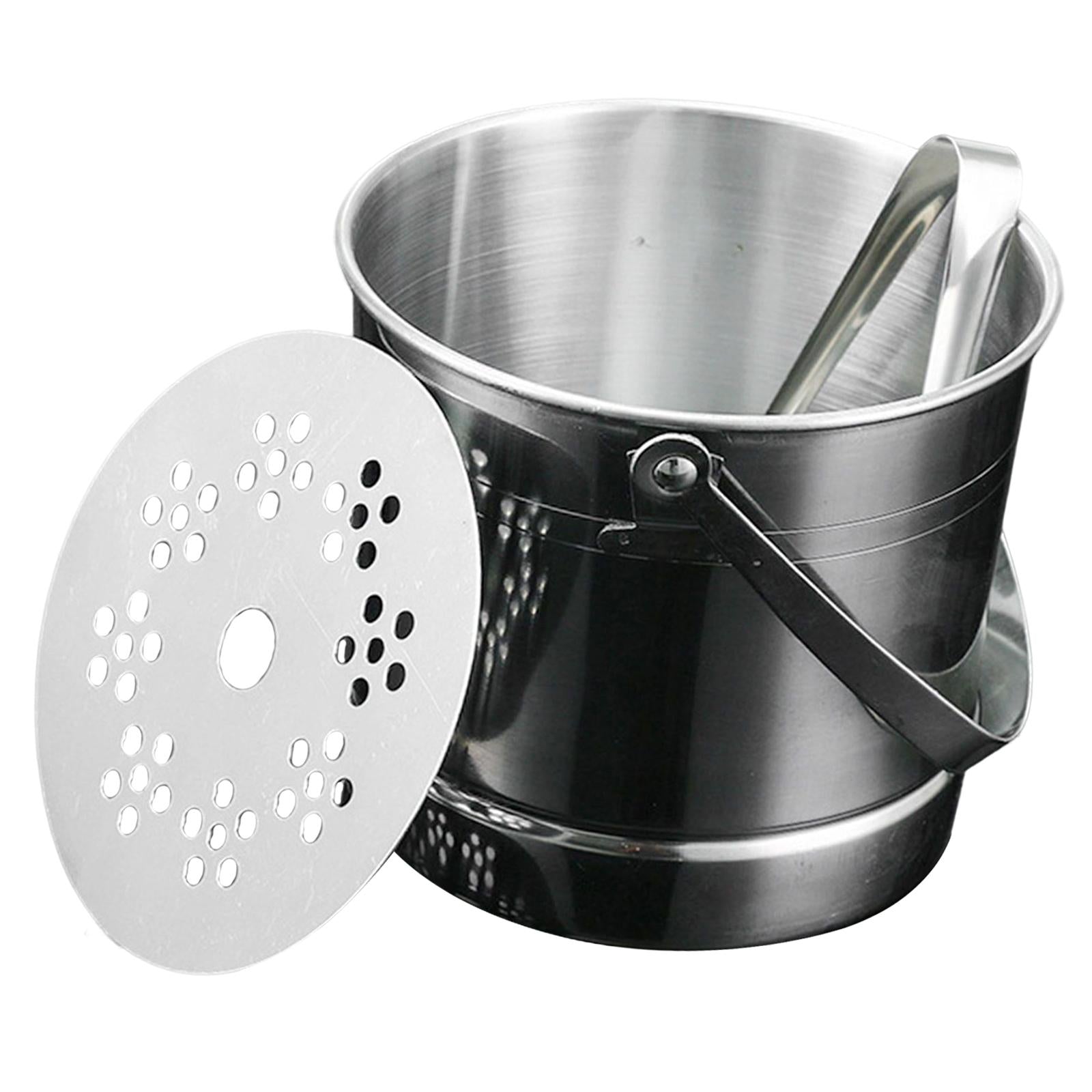 Portable 1L Stainless Steel Ice Bucket with Ice Clip for Home Picnics