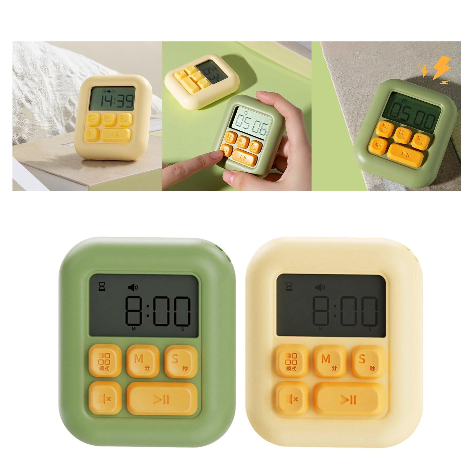 Digital Kitchen Timer Electronic with Stand Durable for Sports Games Office Yellow