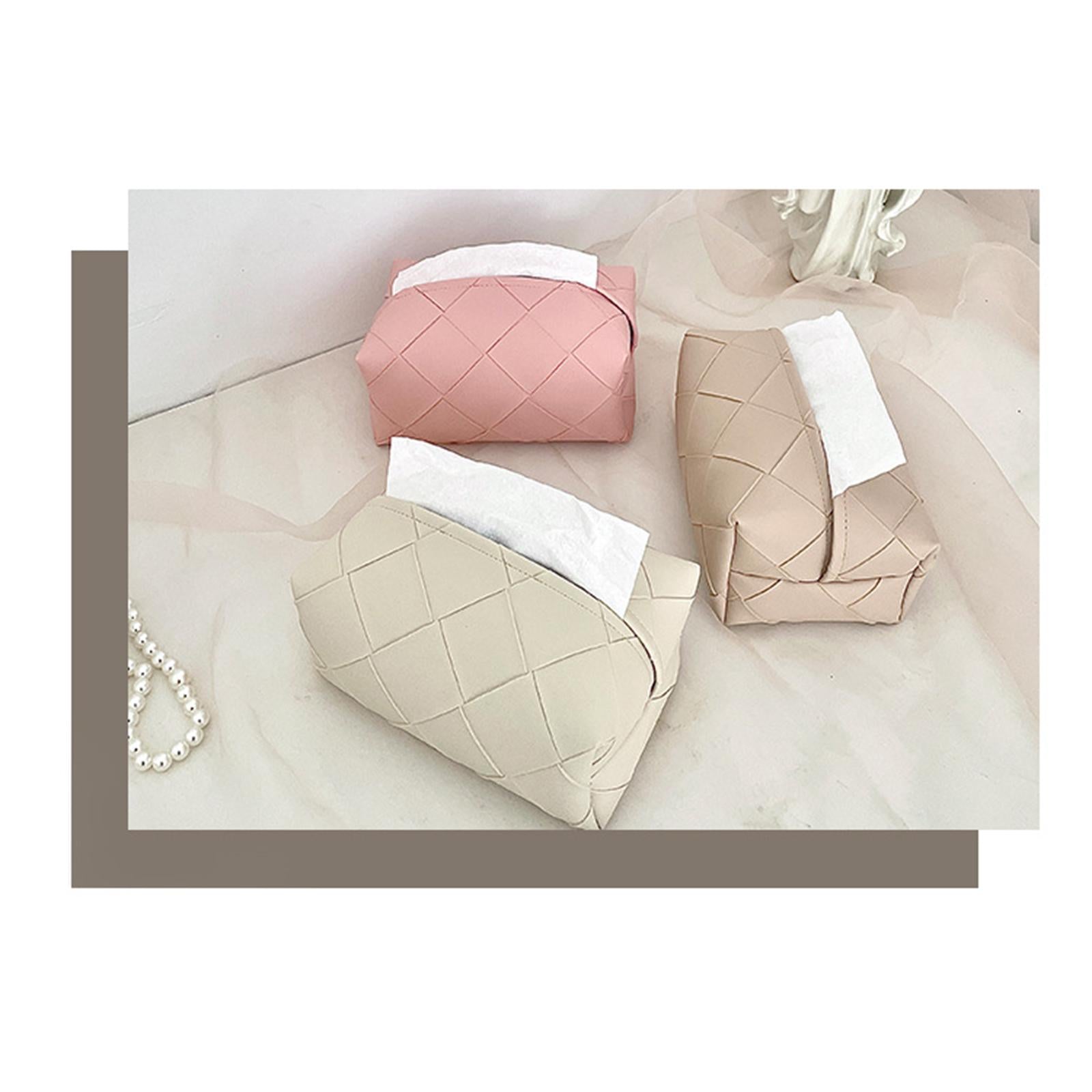 Freestanding Tissue Cover Tissue Paper Holder for Dining Table Bedroom Decor Beige