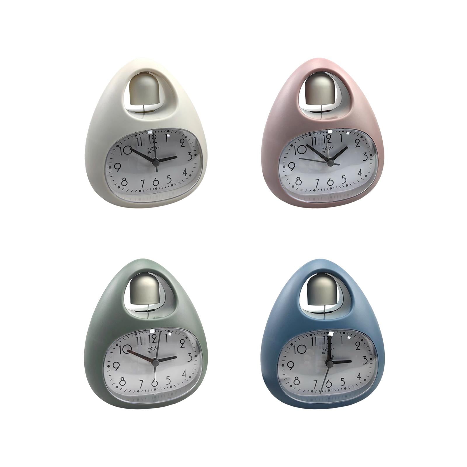 Creative Table Clock Egg Shaped with Nightlight Wake up for Home Decor White