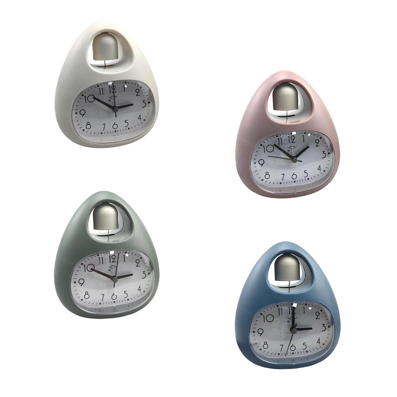 Creative Table Clock Egg Shaped with Nightlight Wake up for Home Decor White
