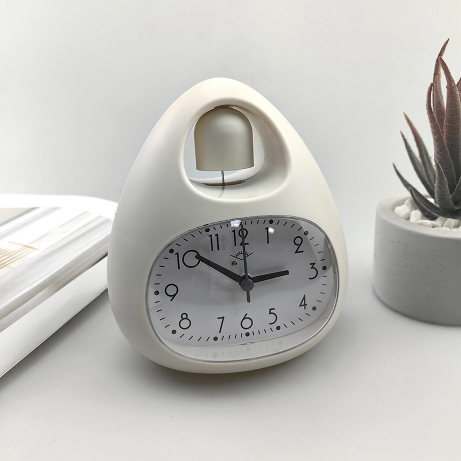 Creative Table Clock Egg Shaped with Nightlight Wake up for Home Decor White