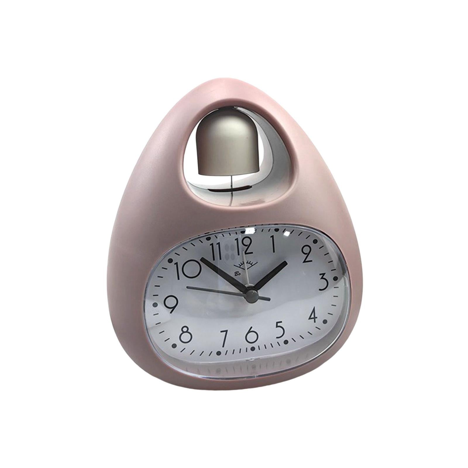 Creative Table Clock Egg Shaped with Nightlight Wake up for Home Decor PInk