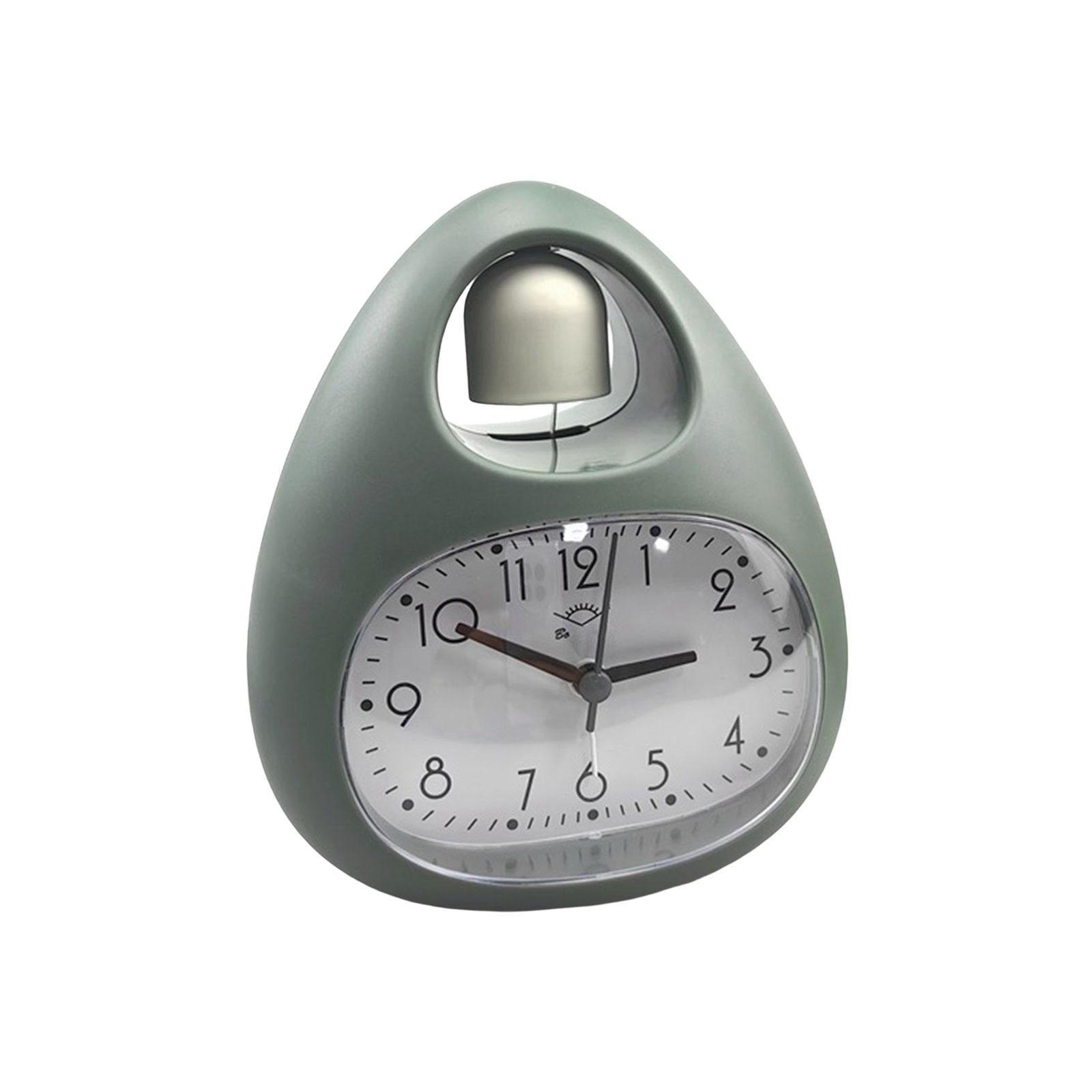 Creative Table Clock Egg Shaped with Nightlight Wake up for Home Decor Green