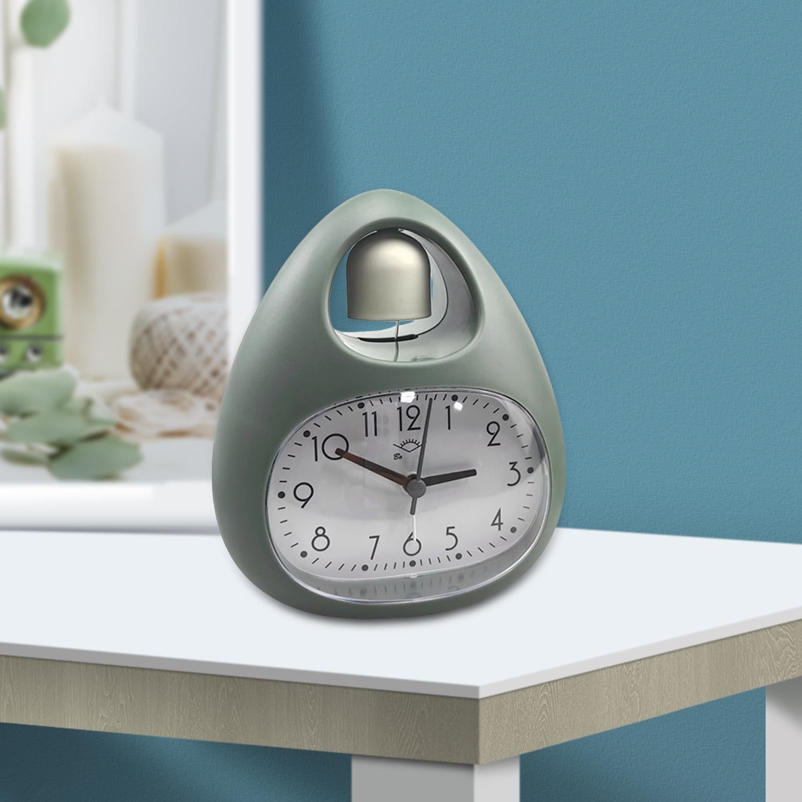 Creative Table Clock Egg Shaped with Nightlight Wake up for Home Decor Green
