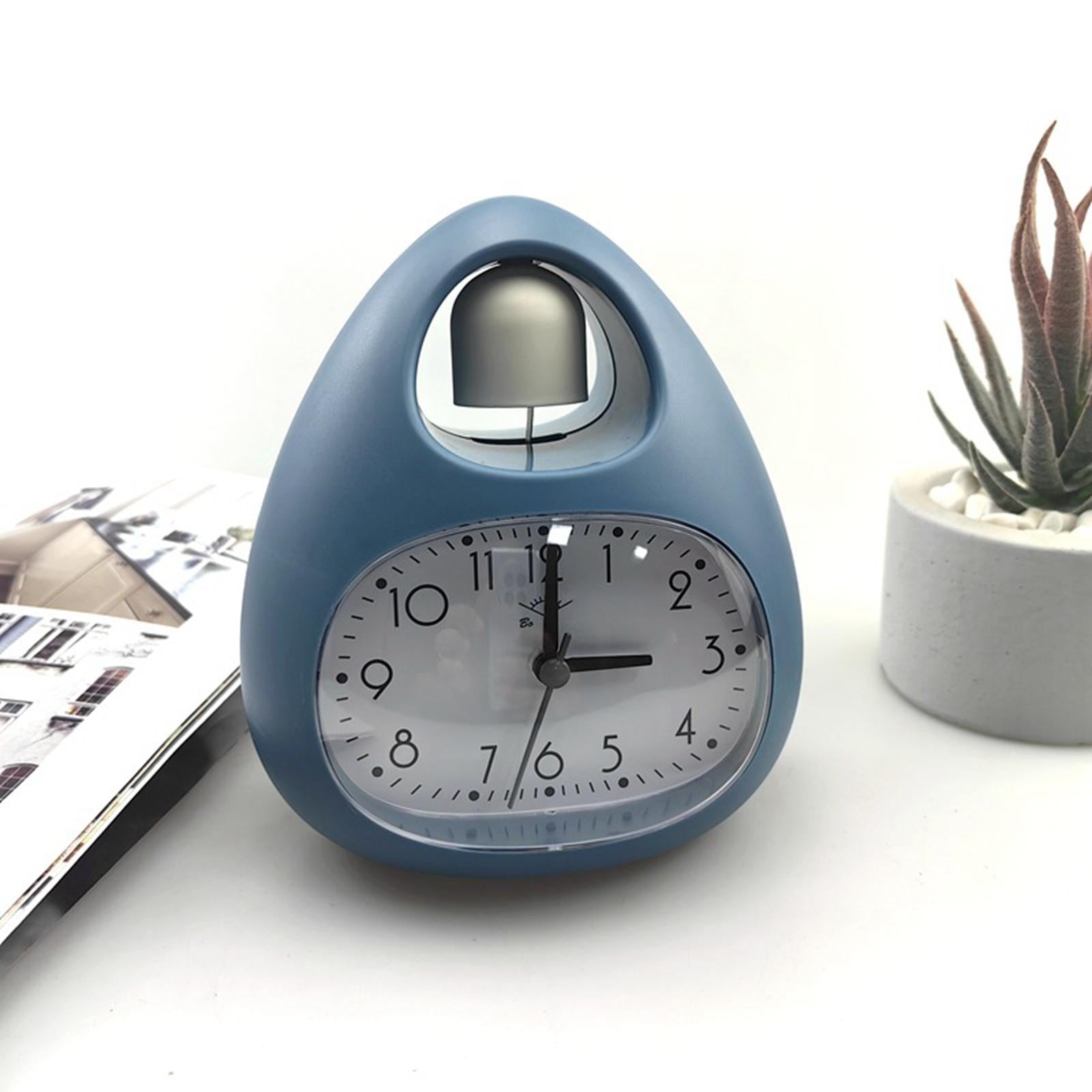 Creative Table Clock Egg Shaped with Nightlight Wake up for Home Decor Blue