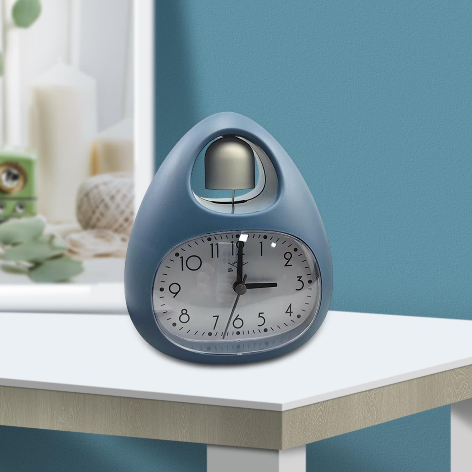 Creative Table Clock Egg Shaped with Nightlight Wake up for Home Decor Blue
