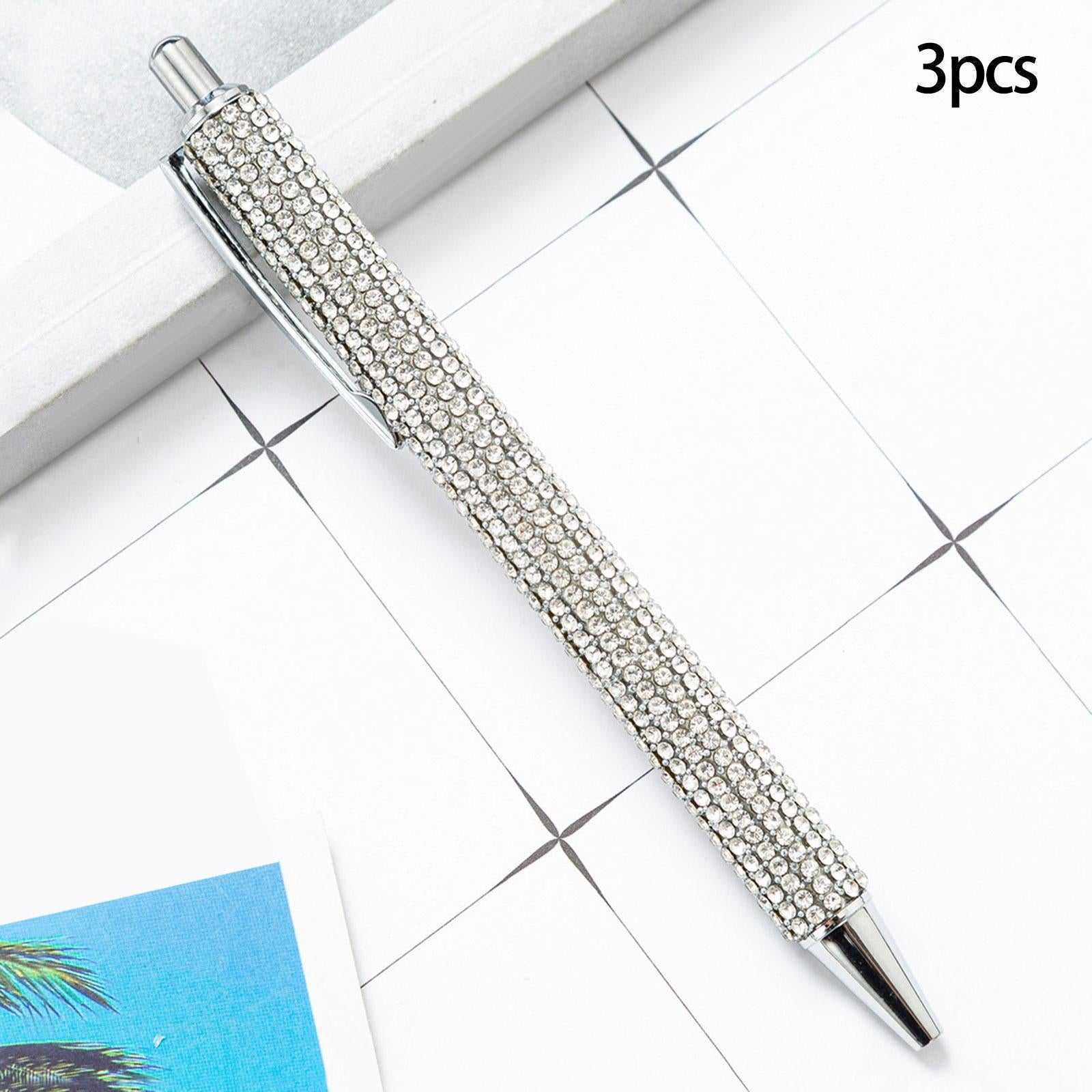 3x Retractable Gel Ink Pens Writing Smoothly Press Pen for Exam Adults Draw Silver