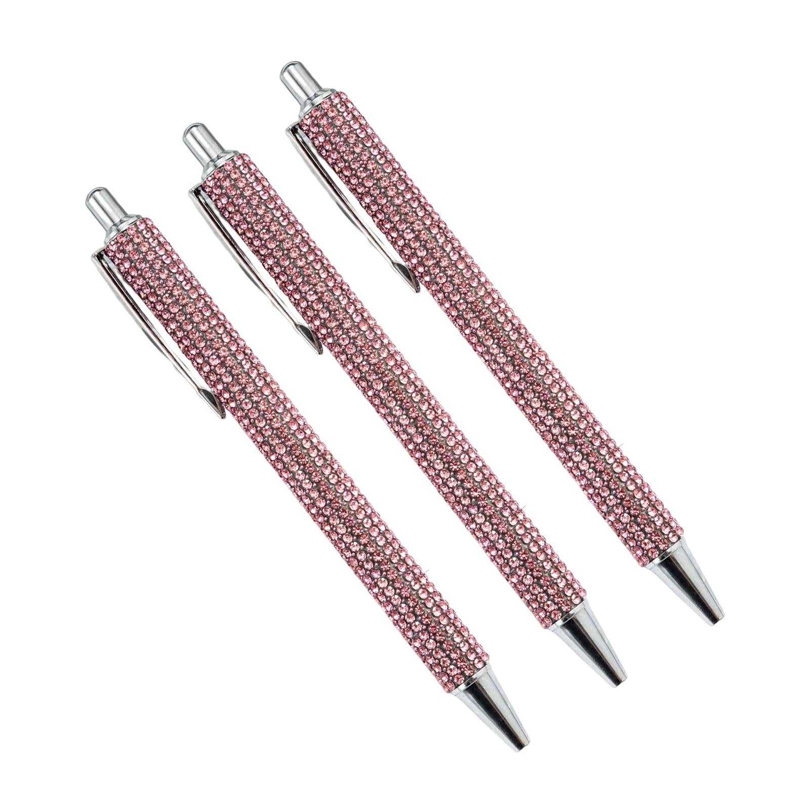 3x Retractable Gel Ink Pens Writing Smoothly Press Pen for Exam Adults Draw Pink