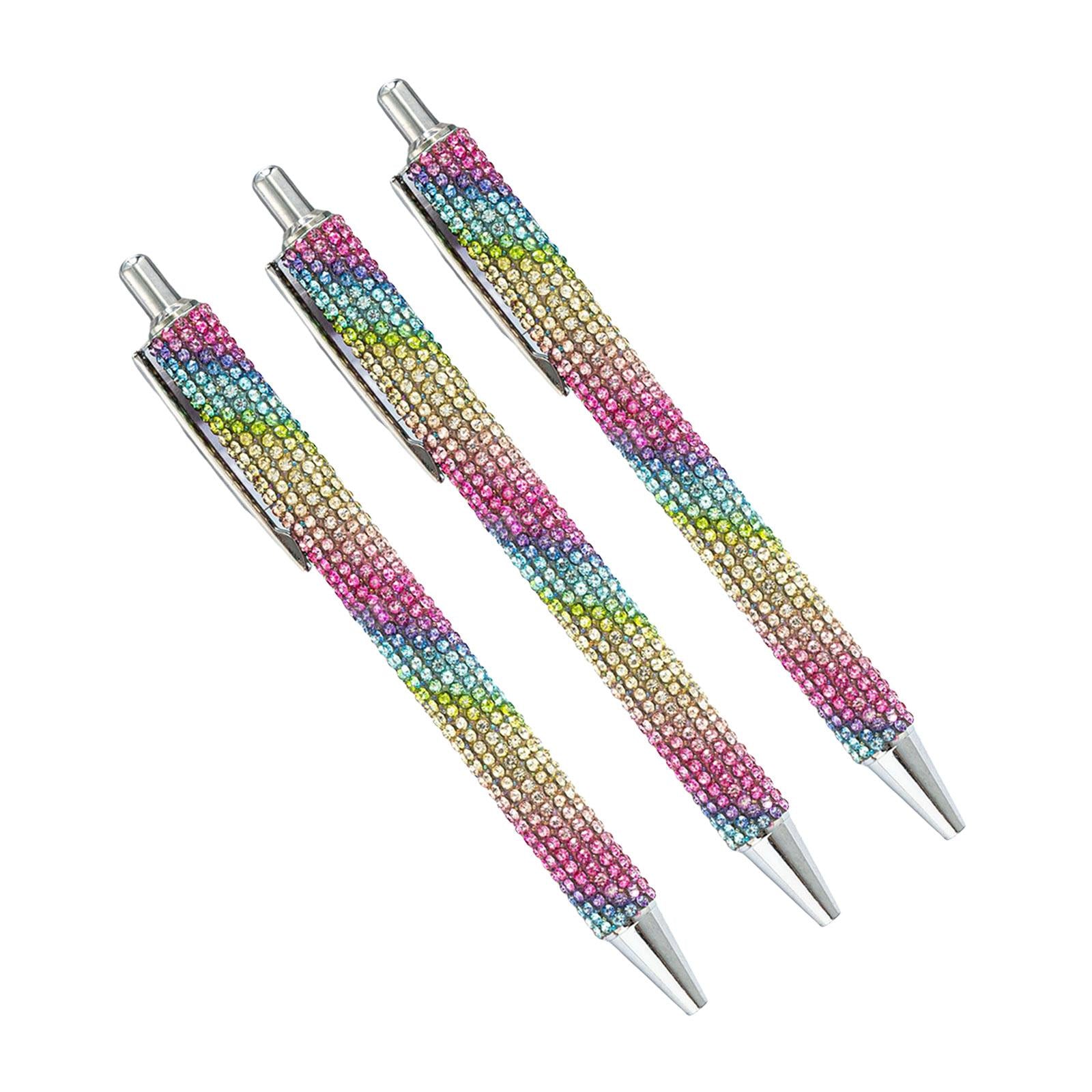 3x Retractable Gel Ink Pens Writing Smoothly Press Pen for Exam Adults Draw Colorful