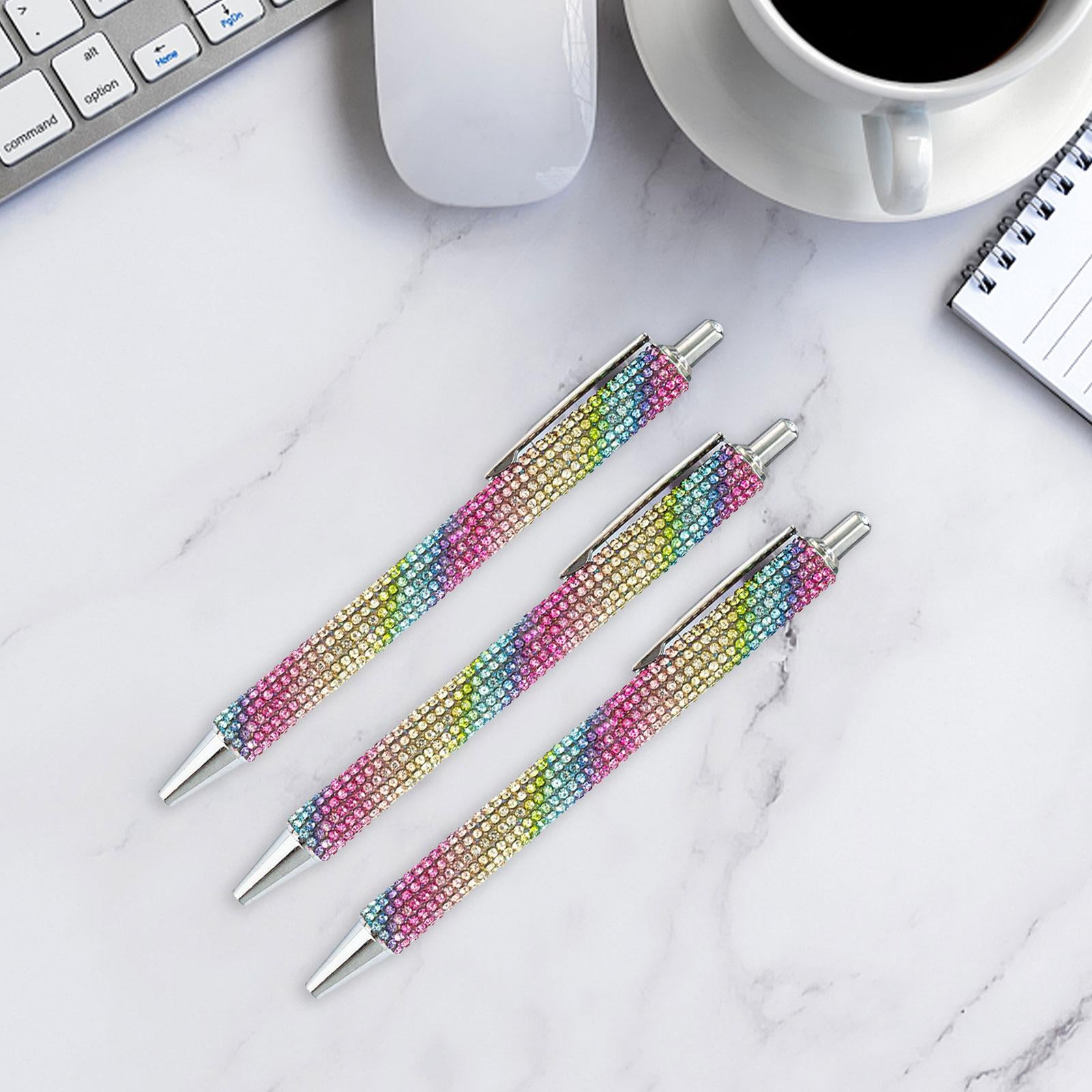 3x Retractable Gel Ink Pens Writing Smoothly Press Pen for Exam Adults Draw Colorful