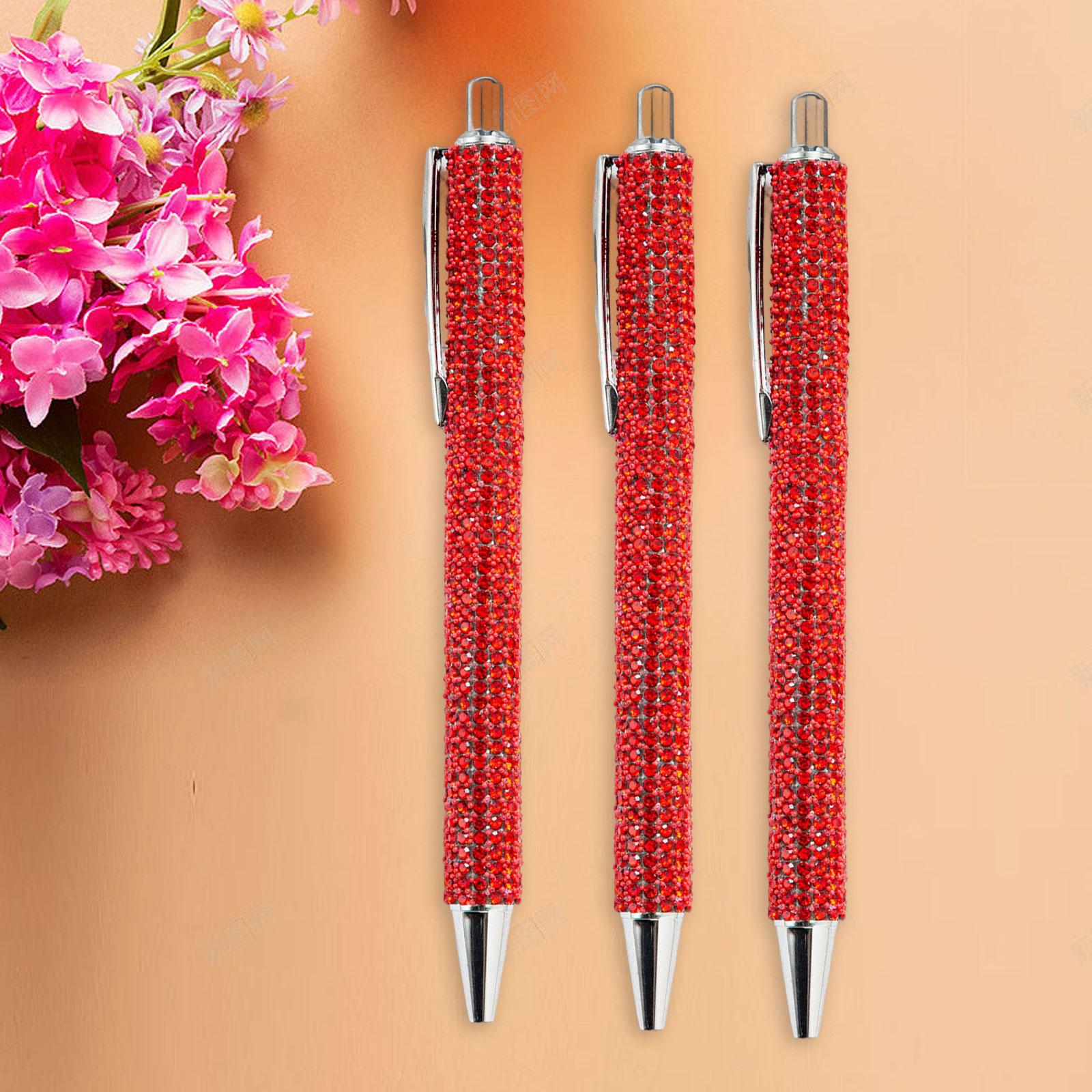 3x Retractable Gel Ink Pens Writing Smoothly Press Pen for Exam Adults Draw Red