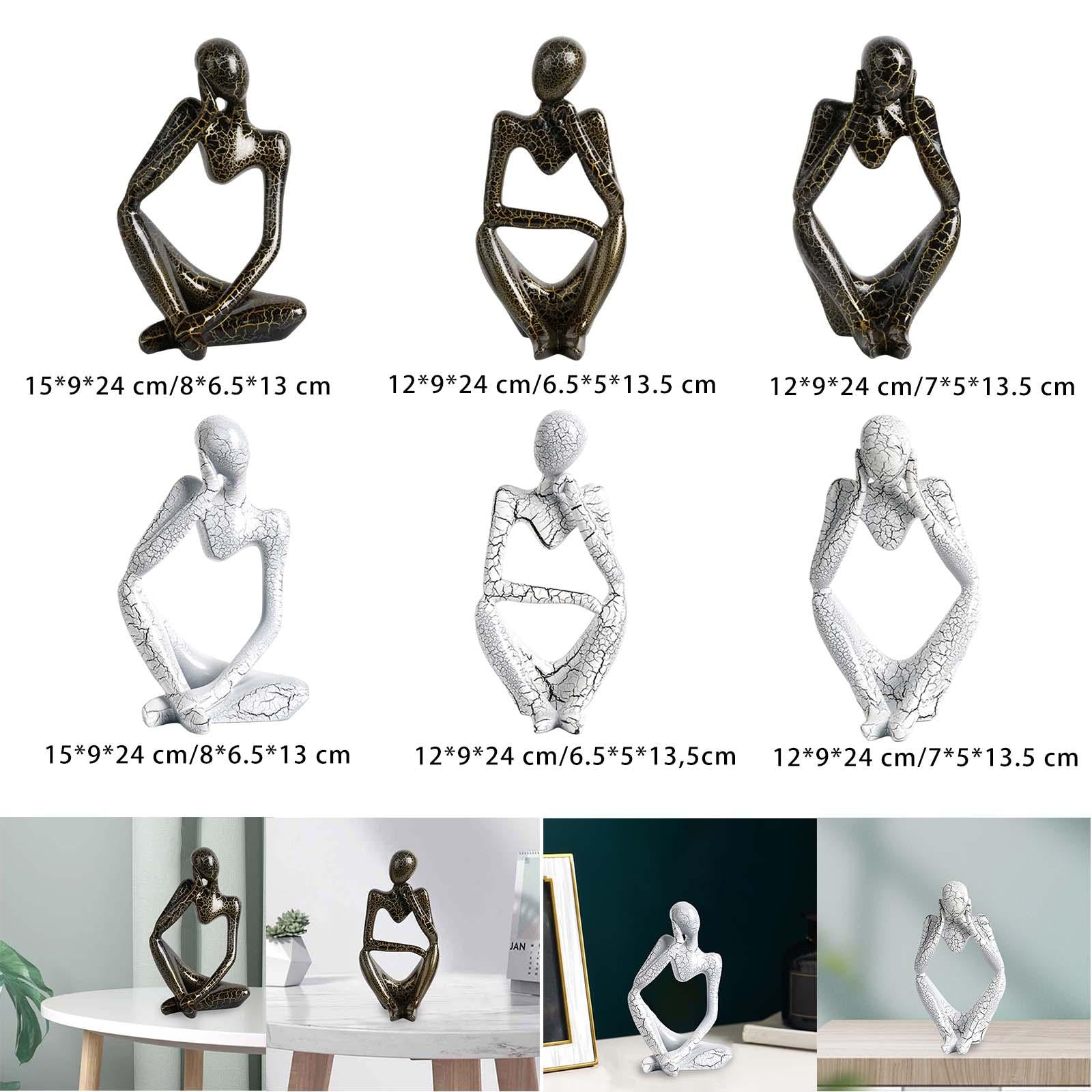 Modern Abstract Thinker Statue Collectible for Home Living Room Decoration Black Left L